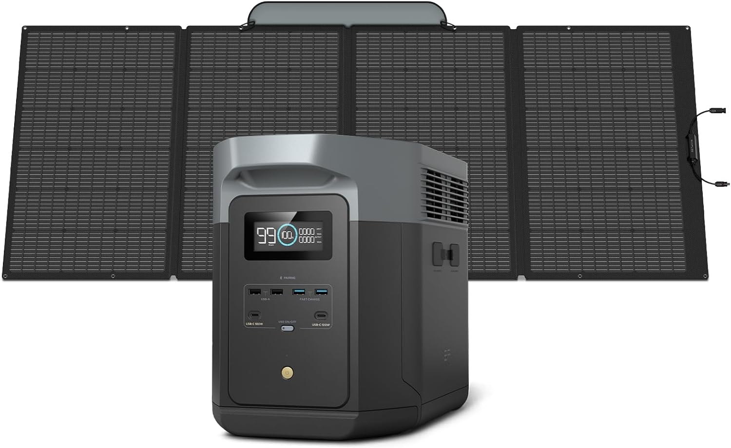 Portable Power Station DELTA 2 Max. 2400W LFP Solar Generator. Full Charge in 1 Hr. 2048Wh Solar Powered Generator for Home Backup(Solar Panel Optional)