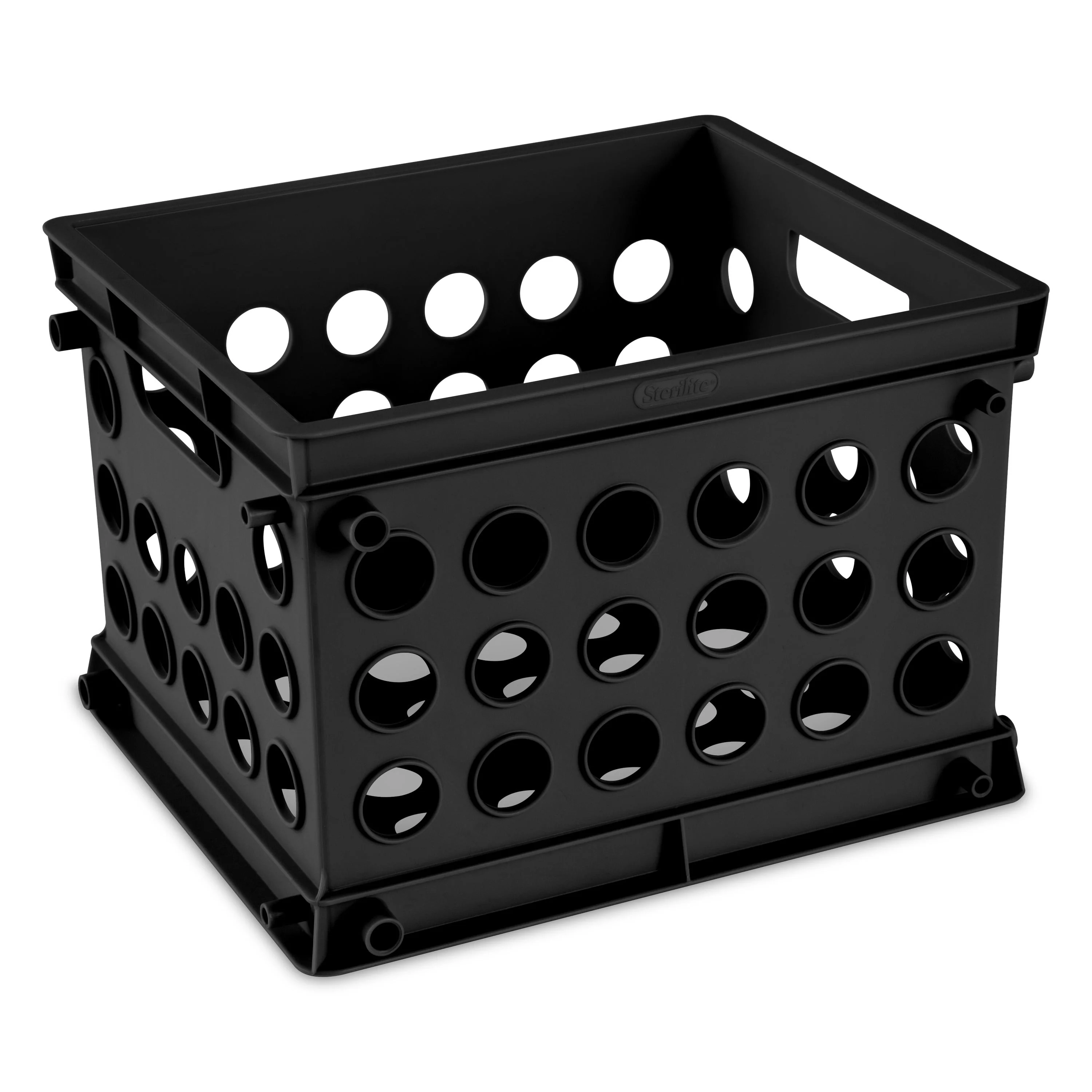 Mini Crate. Plastic Storage Bin. Black