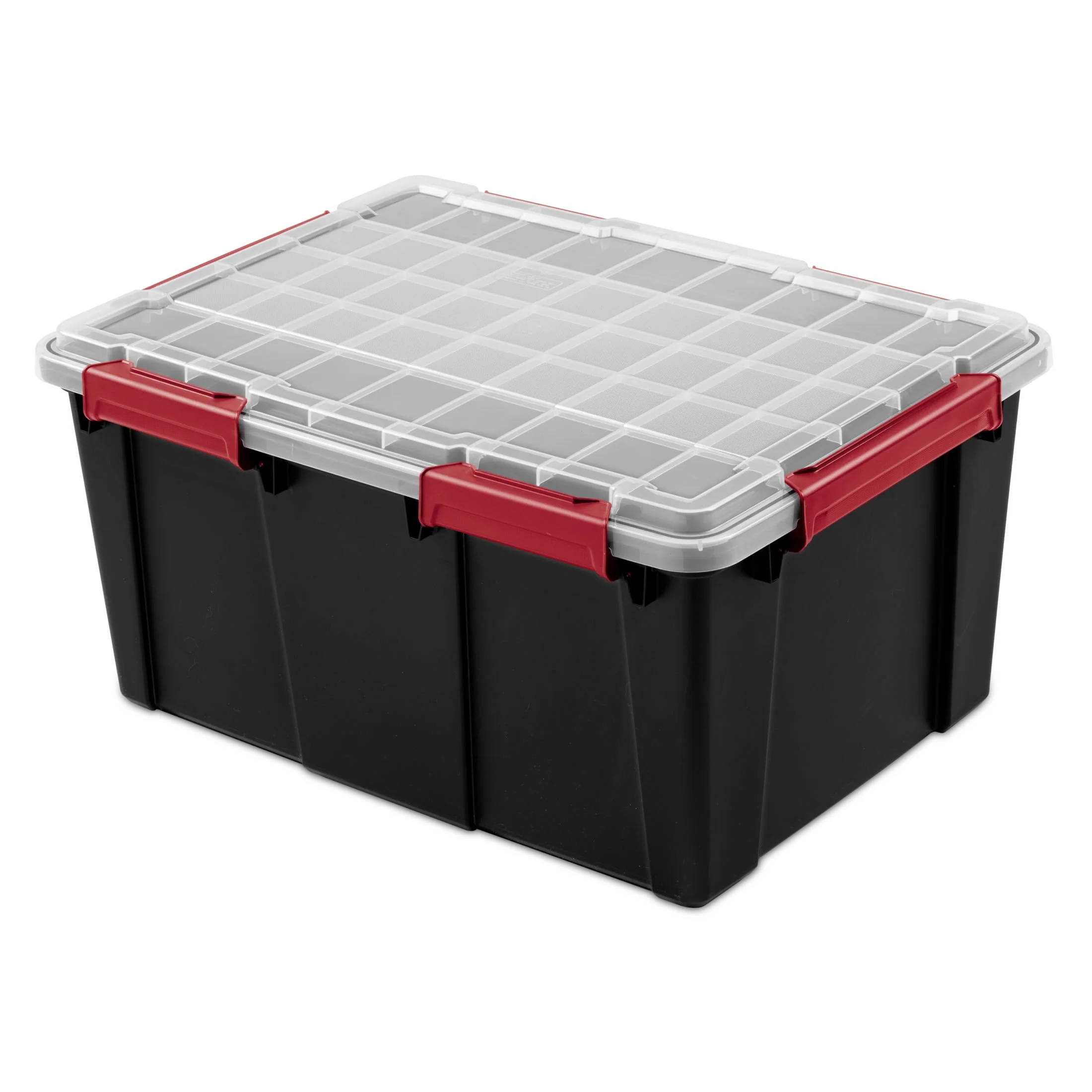 20 Gallon Large Gasket Tote. IP68 Plastic Storage Bin with Lid. Gasket Seal and Latches. Black