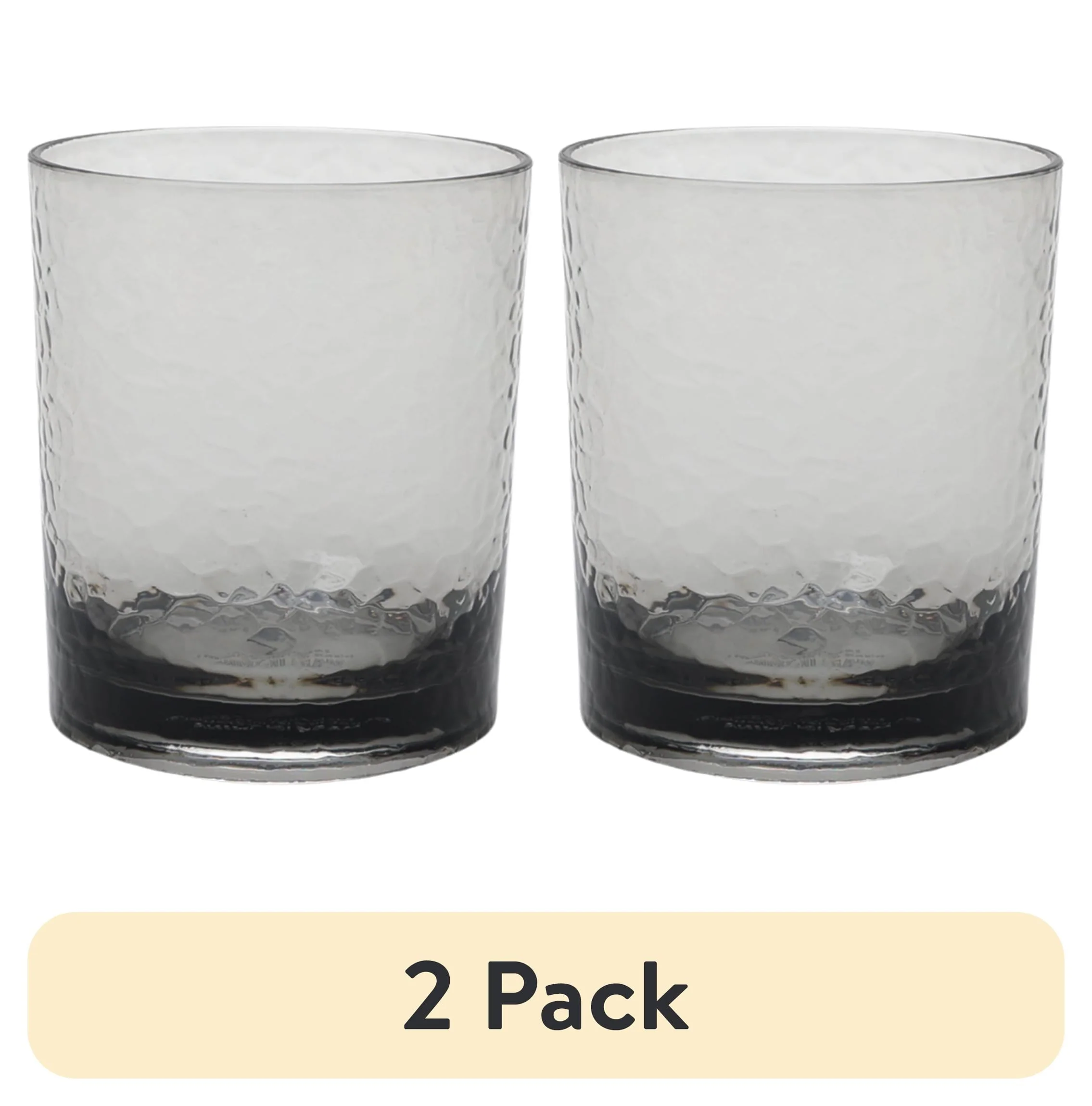 (2 pack) Better Homes & Gardens 14-Ounce Tritan Short Hammered Tumbler. Smoke