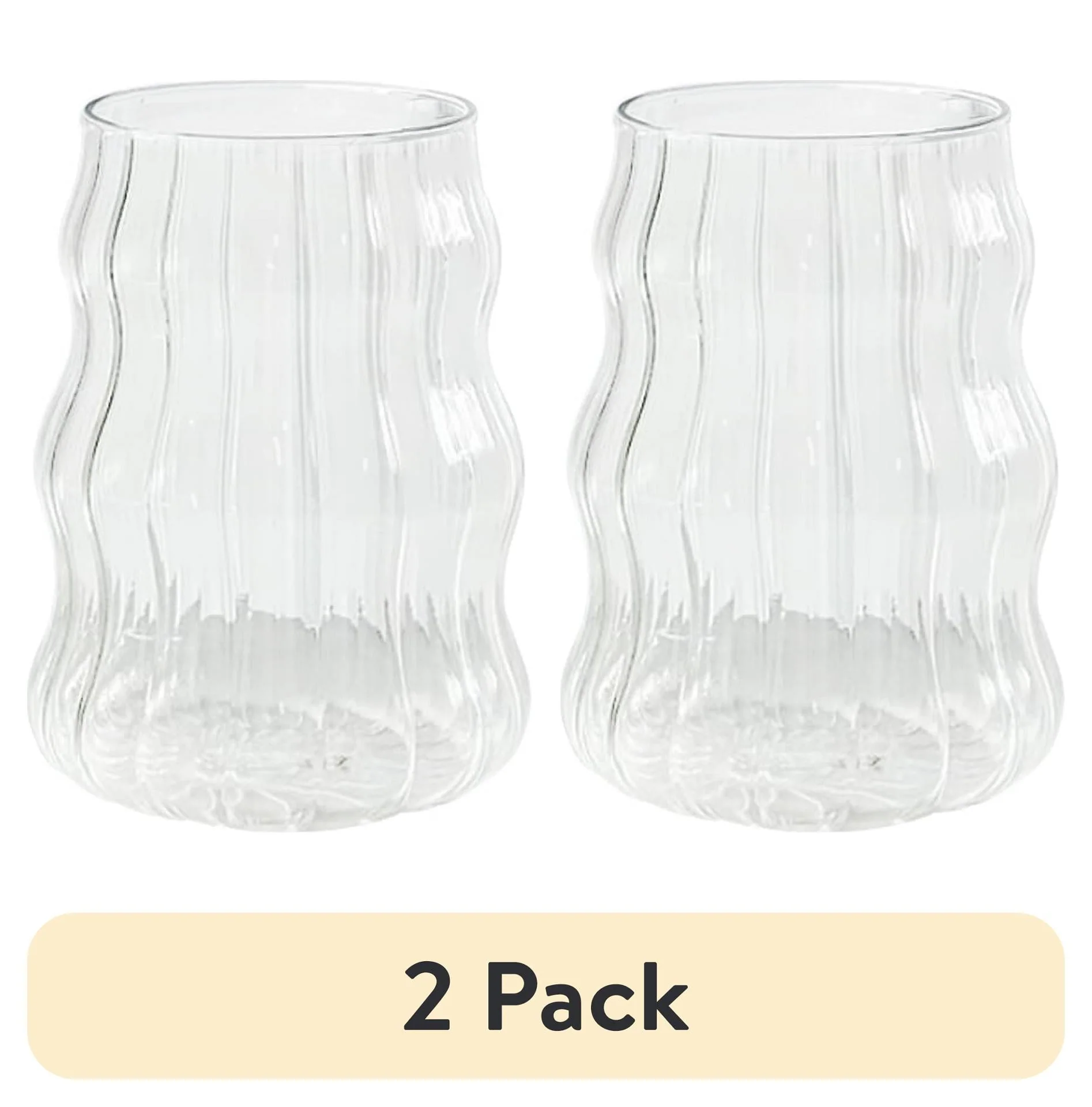 (2 pack) Better Homes & Gardens Fluted Bubble Glass Clear