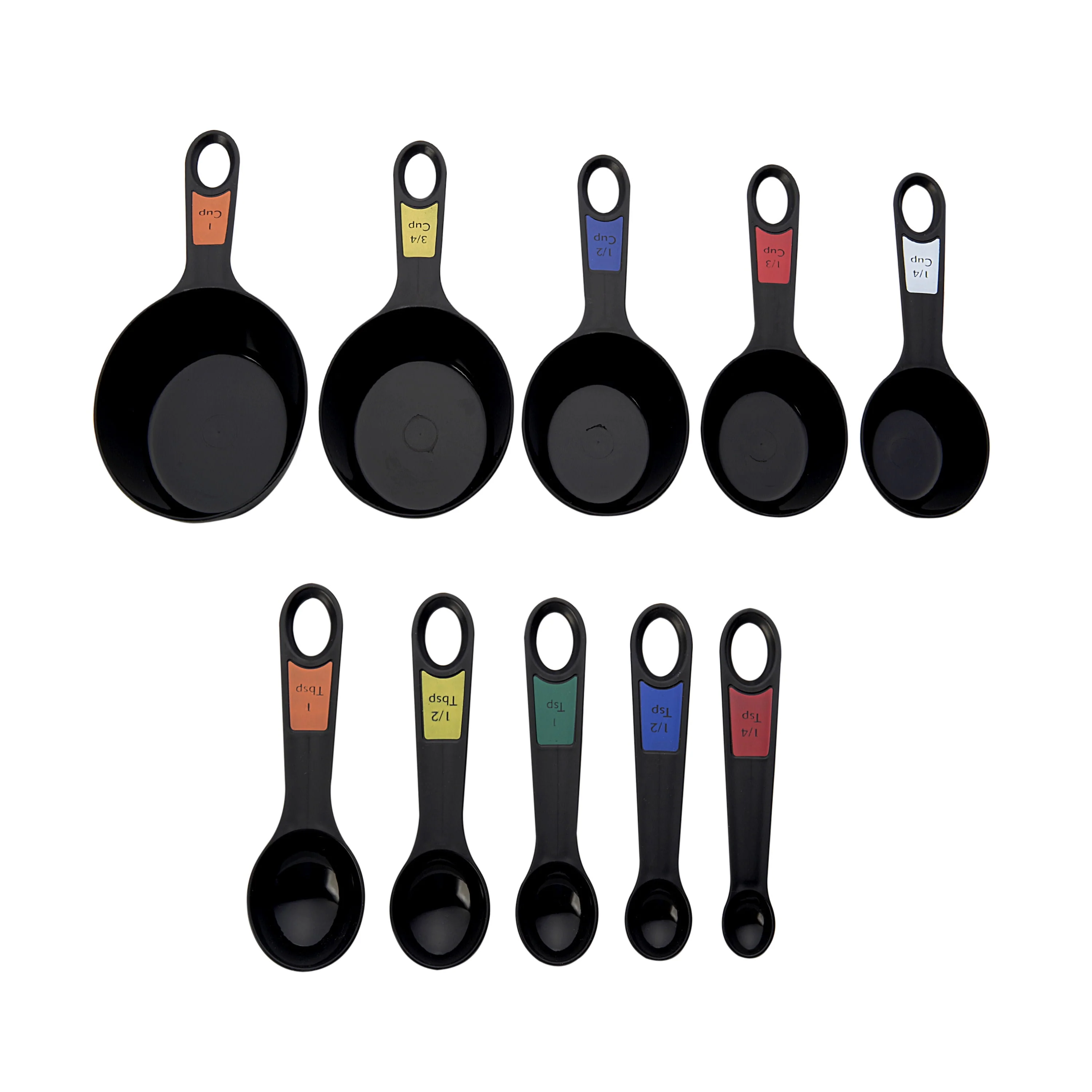 10 Piece Plastic Nesting Measuring Cup and Spoon Set Black