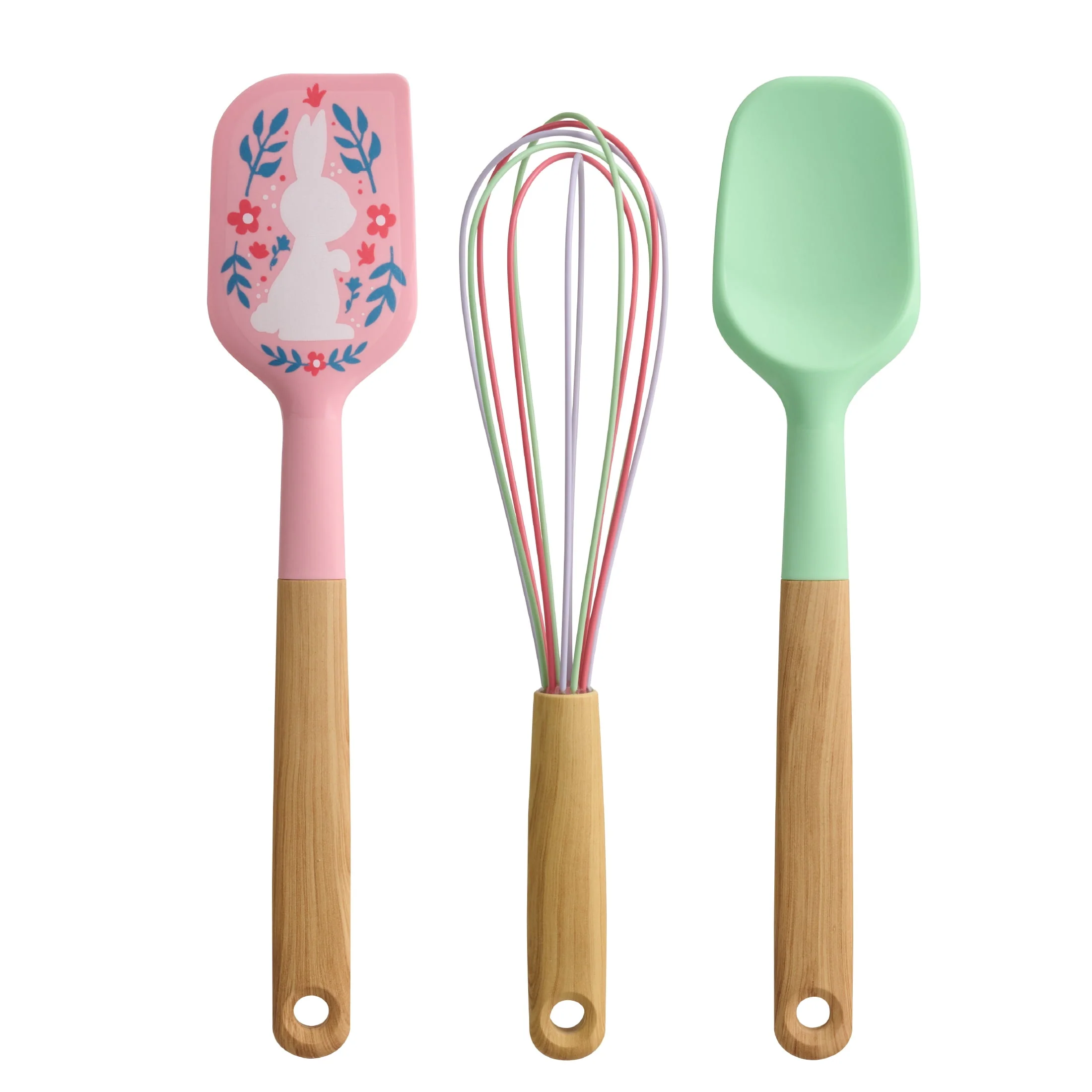 Way To Celebrate 3-Piece Baking Tool Set. Green. Pink and Purple
