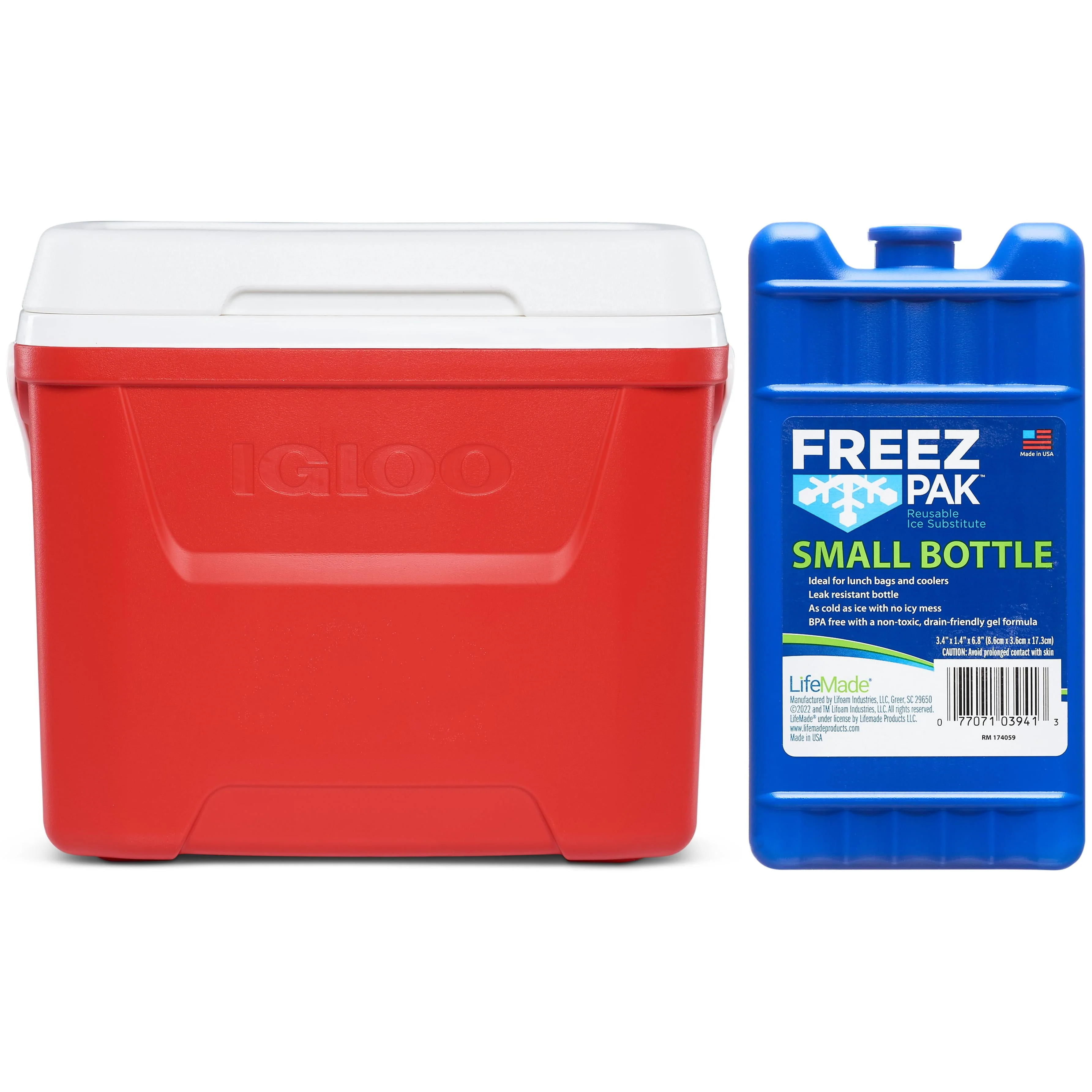 28 QT Laguna Ice Chest Cooler. Red. 1 Count and Freez Pak Small Ice Pack. 1 Count