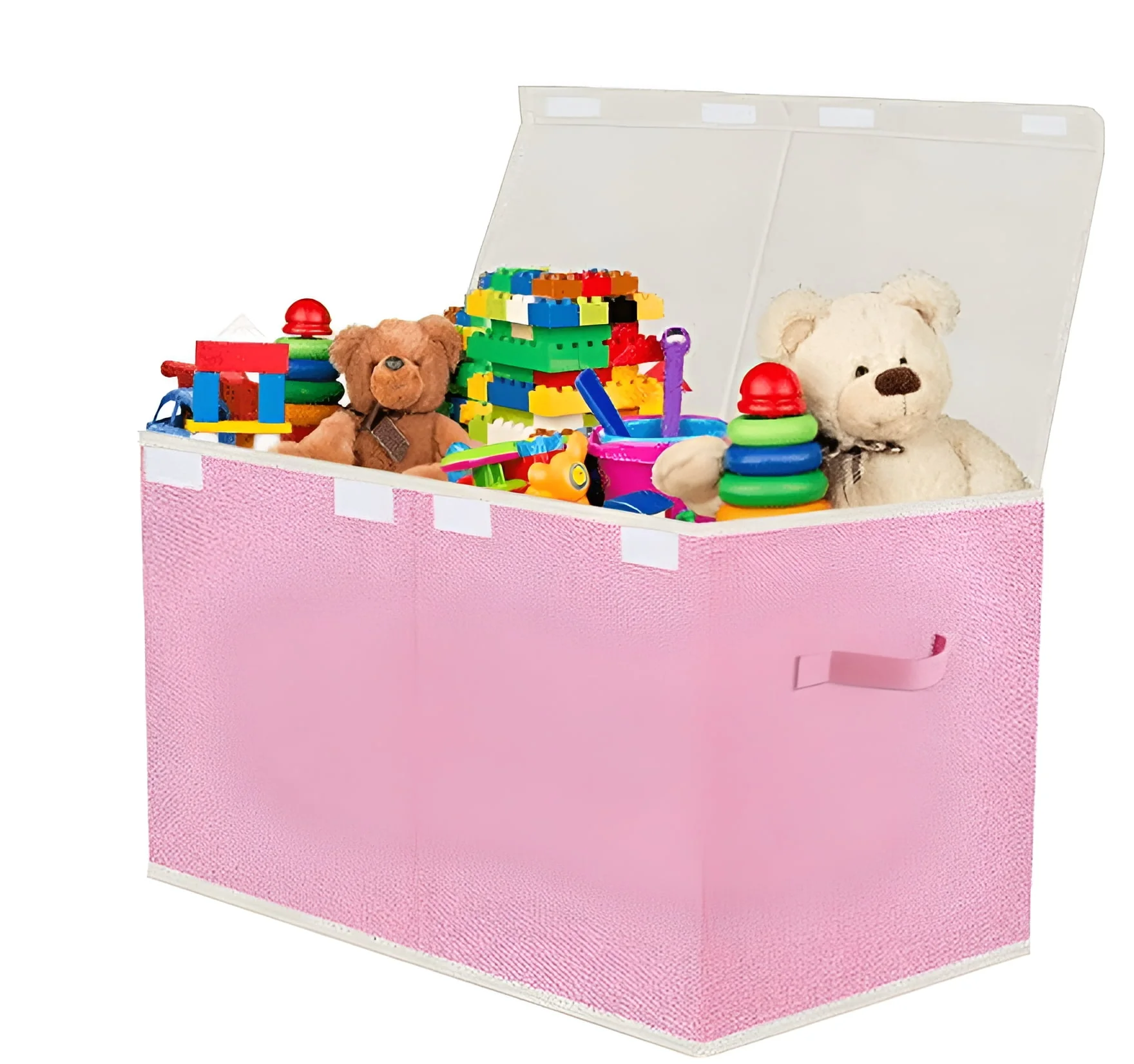 Large Toy Box for Girls.Toy Chest for Kids -Collapsible Toy Storage Organizer with Lid Toy Bin Storage Organizer for Nursery. Playroom. Bedroom . Closet. Living Room. Kindergarten (Pink)