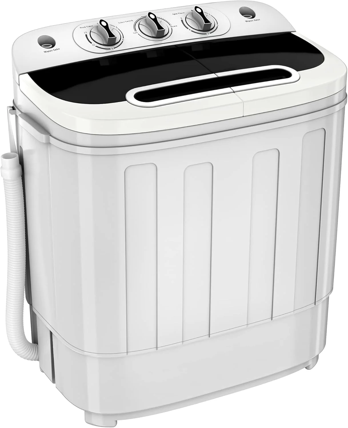 Portable mini double-burner washing machine. capacity 13 pounds. equipped with a spin dryer. a compact clothes washing machine. a lightweight small-sized washing machine. suitable for families. apartments. dormitory rooms. and campers.