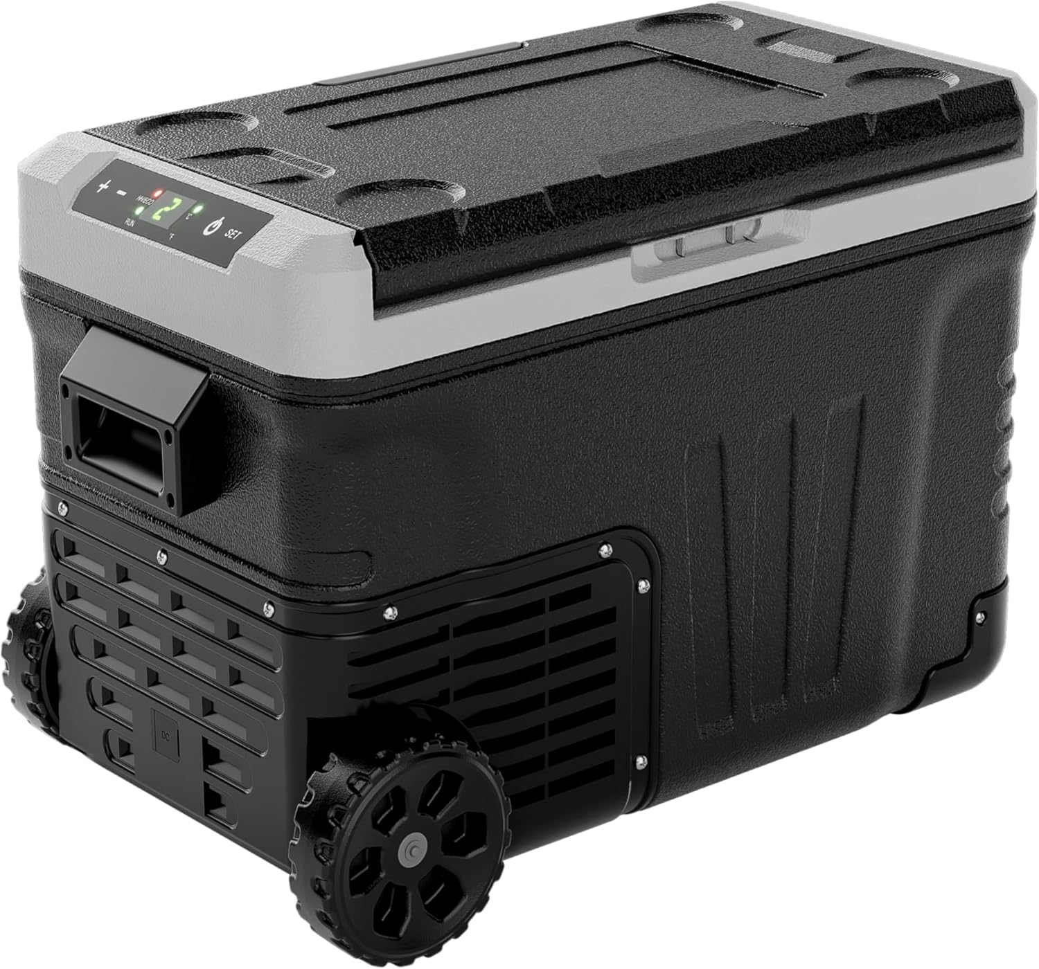 EUHOMY 12 Volt Refrigerator. 37QT(35L) Electric Cooler. Portable Freezer 12V/24V DC 110-240V AC. 12V Fridge -4--~68--. 12V Cooler with Wheels & 2 Baskets for Travel. Truck. Boat. Camping