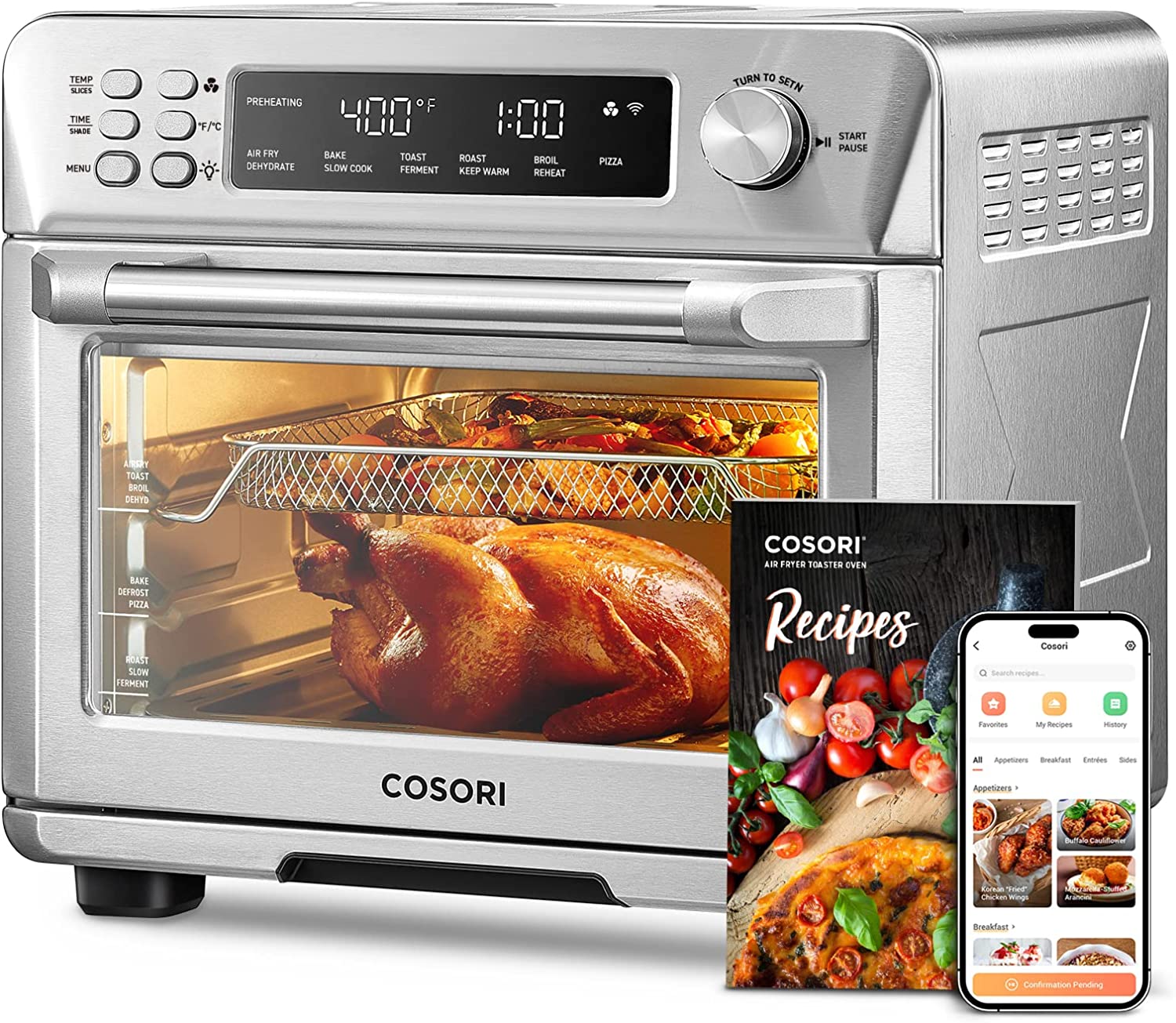 COSORI Toaster Oven Air Fryer Combo. 12-in-1. 26QT Convection Oven Countertop