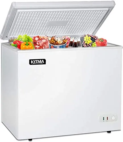 Commercial Top Chest Freezer 7 Cu. Ft - Deep Ice Cream Freezer with Wire Storage Basket. Solid Door. for Groceries. Kitchen. Restaurant White