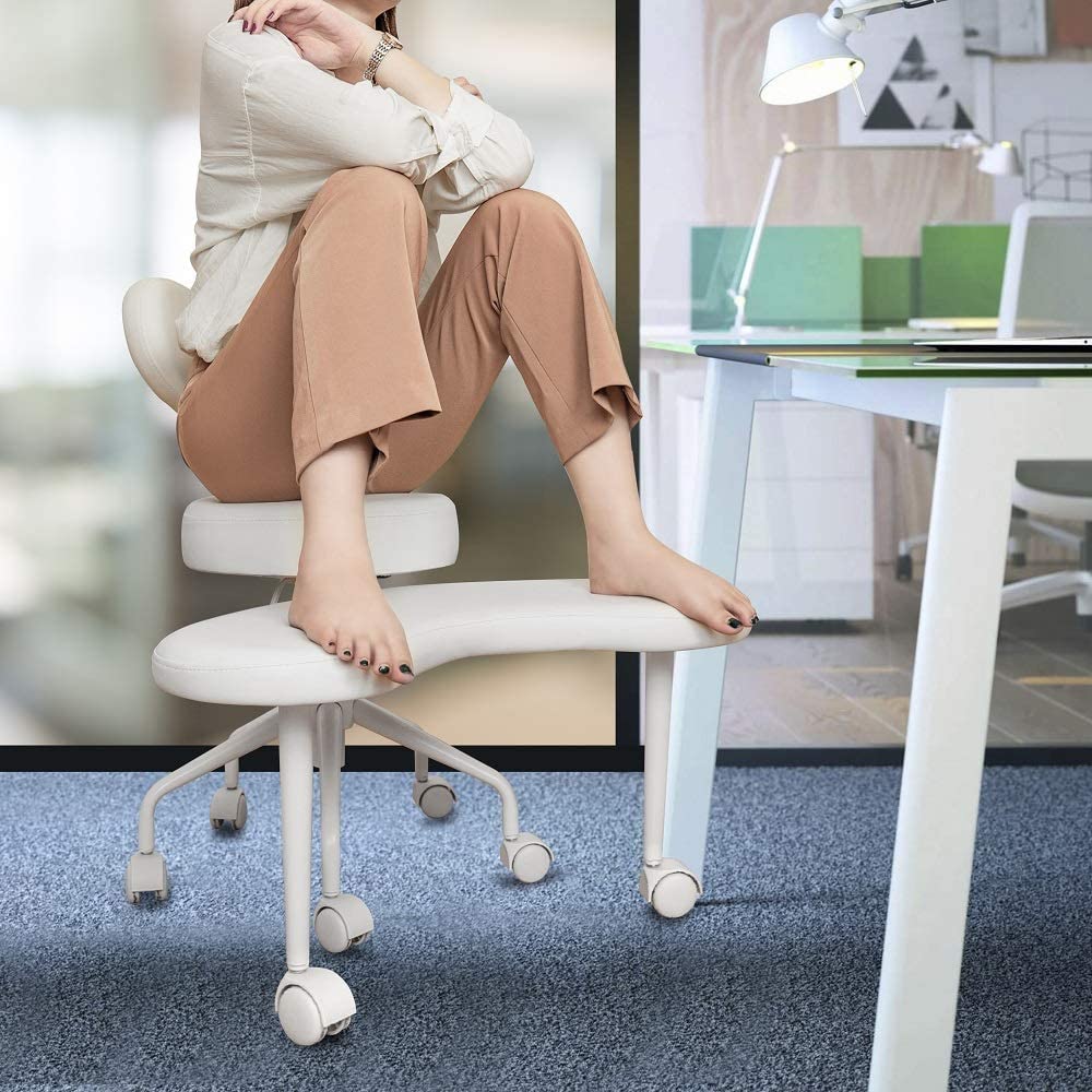 Meditation Chair. Home Office Desk Chair. Cross Legged Chair with Lumbar Support and Adjustable Stool
