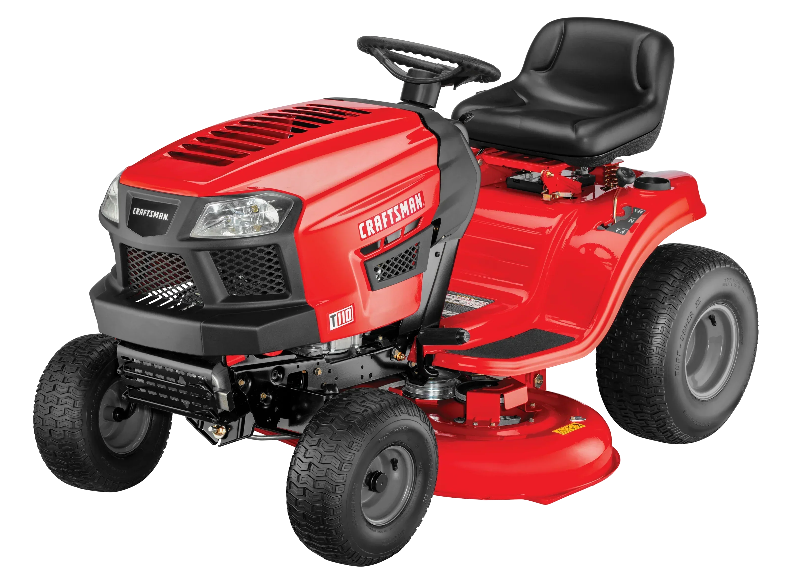 Craftsman T110 42-in Riding Lawn Mower -- 17.5 HP Briggs & Stratton Engine -- 7-Speed Transmission -- Model 13AN77XS093