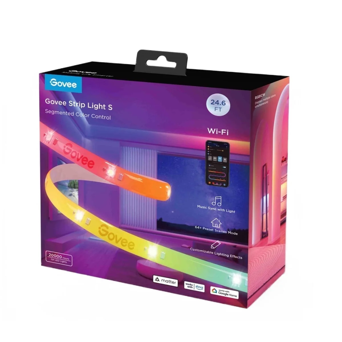 24.6ft Wi-Fi RGBICW LED Strip Light