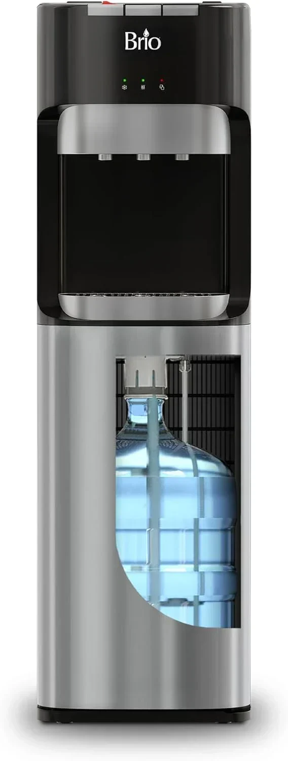 Bottom Loading Water Cooler Dispenser for 5 Gallon Bottles - 3 Temperatures with Hot. Room & Cold Spouts. Child Safety Lock. LED Display with Empty Bottle Alert. Stainless Steel