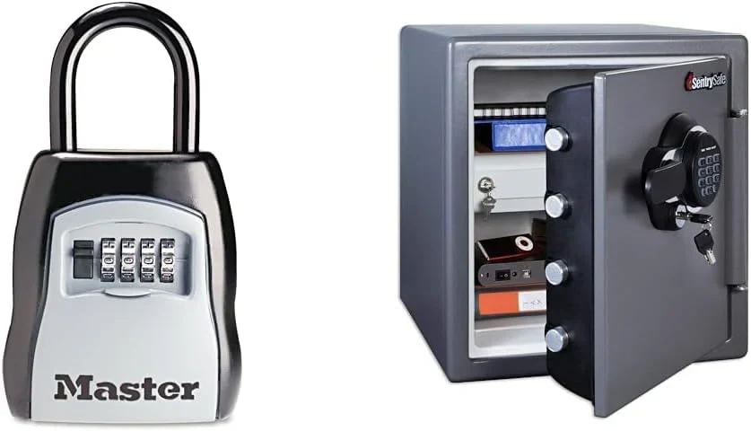 Key Lock Box. Outdoor Lock Box Bundle with SentrySafe Fireproof and Waterproof Safe. 1.23 Cubic Feet