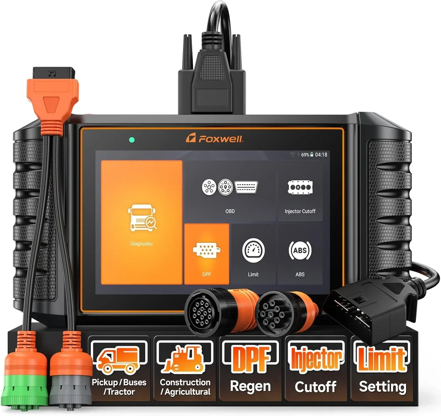 Heavy Duty Truck Scanner with DPF Regen/Injector Cutoff/Limit Setting. Full System Diesel Diagnostic Scan Tool for Cummins. Detroit. Caterpillar. Paccar. Hino & More Pickup Semi Trucks