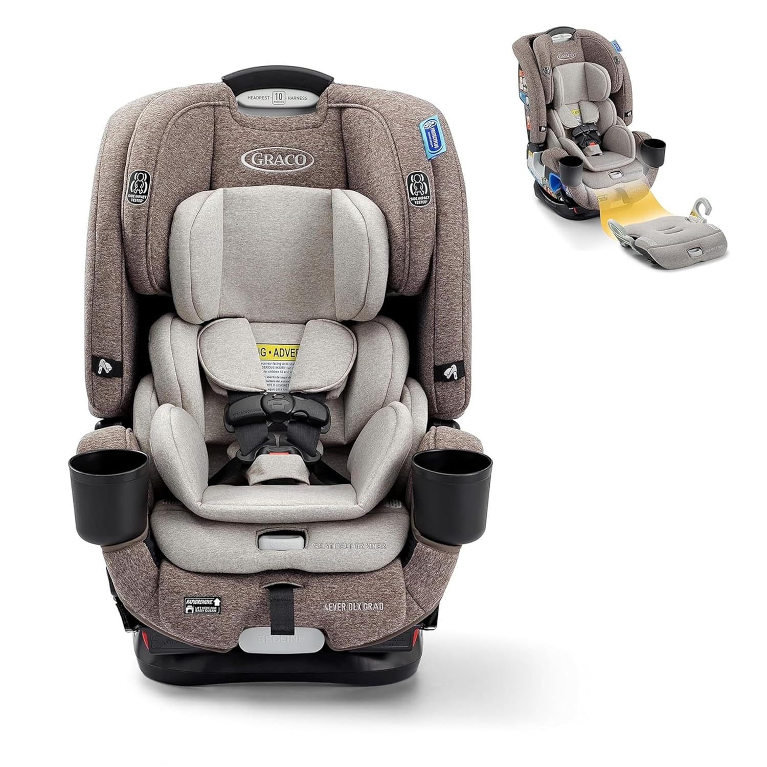 4Ever DLX 4-in-1 Car Seat. Charlie | Infant to Toddler Car Seat. with 10 Years of Use | Rear-Facing. Forward-Facing and Booster Modes | Safe. Comfortable and Convenient