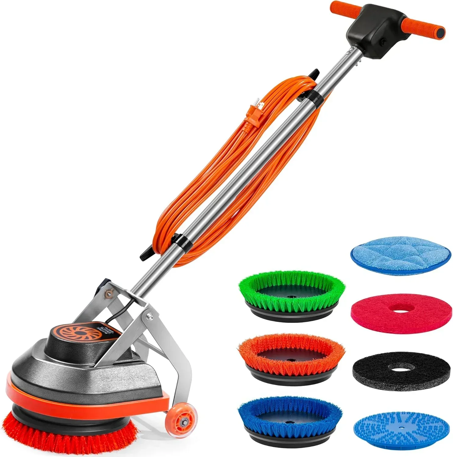 Commercial Floor Scrubber Machine with Brushes and Pads. Heavy Duty Floor Buffer Polisher and Cleaner- Deep Cleaning Tile and Grout. Hardwood Floors and Carpets without Getting on Hands and Knees