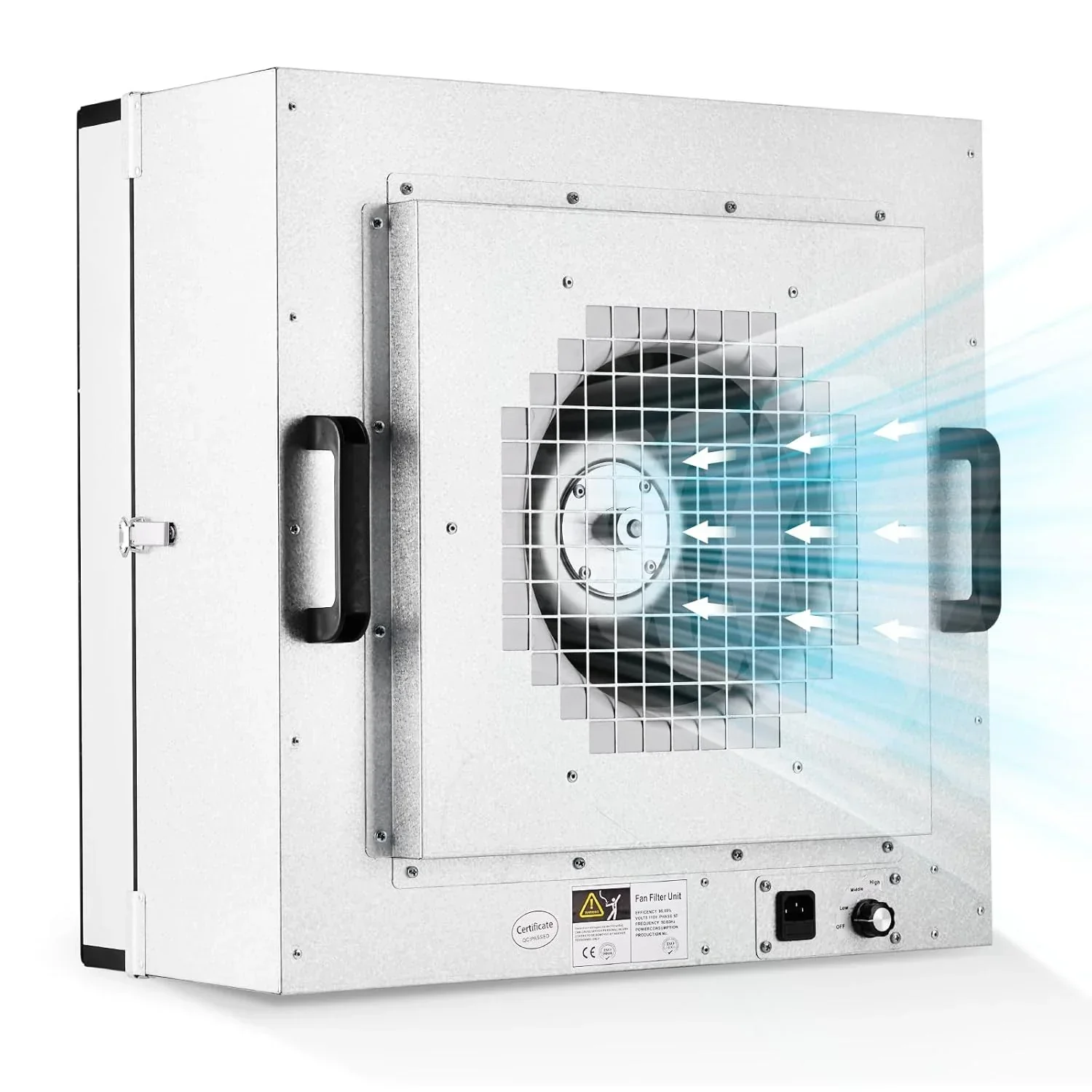 Laminar Flow Hood. H-14 HEPA Filter with Safety Locks. Class 100/ ISO Class 5 Cleanliness. Fan Filter Unit 22.6x22.6in Flow Hood Mycology/Clean Room/Laboratory 110V