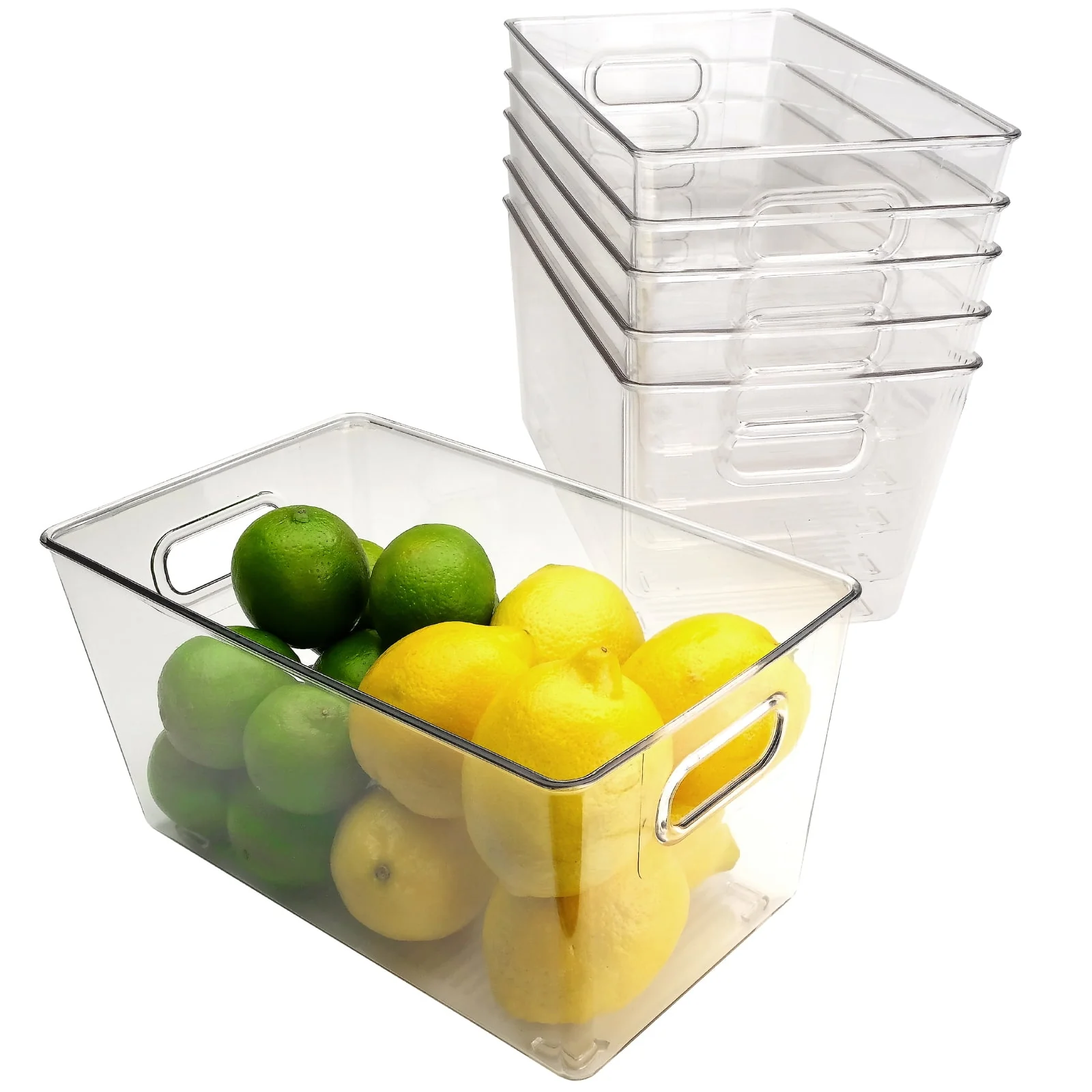 10.12 x 6.02 x 5.31 Rigid Plastic Clear Storage Bins for organizing and storing household goods. food. or Office supplies (Pack of 6) - EGP-HD-0370
