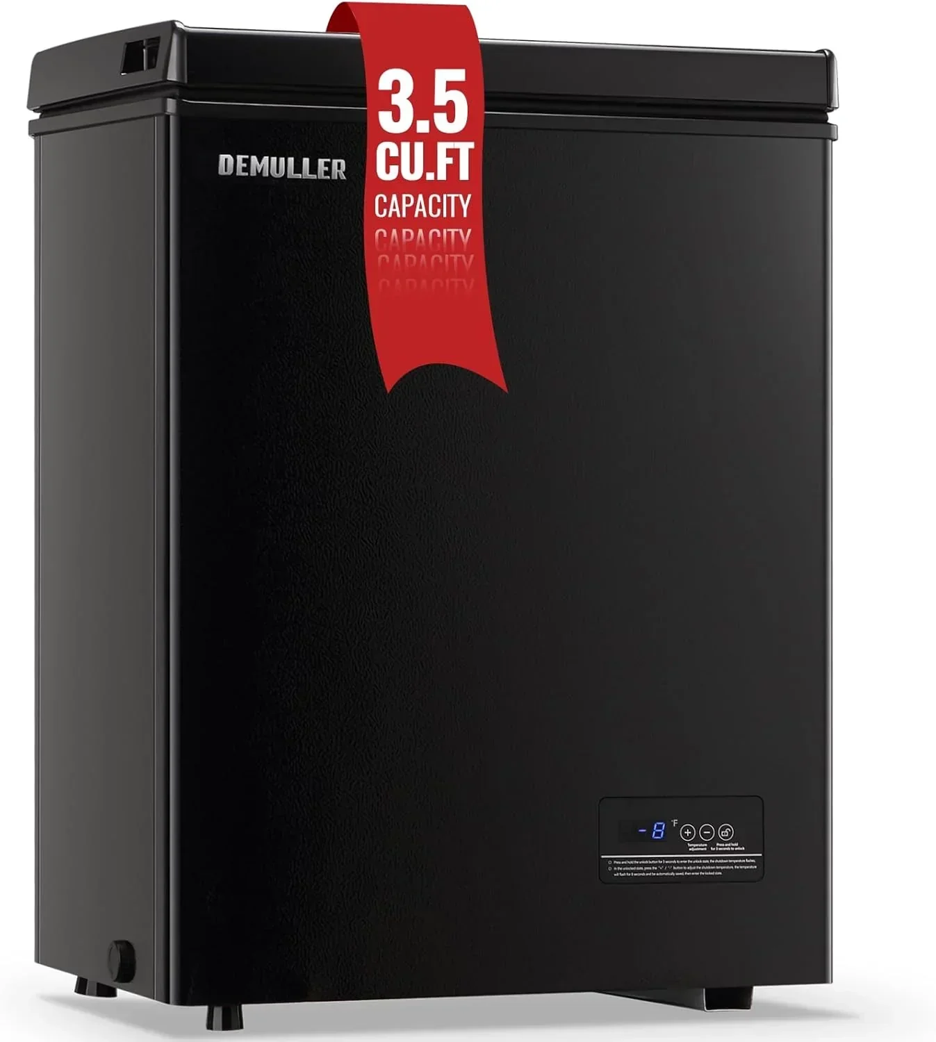 Chest Freezer 5.0Cubic Feet Deep Freezer Freestanding Freezers with 2 Removable Stainless Steel Basket. Mini Freezer Top Open Door Compact Freezer with Electronic Control 41?H to -15?HBLACK