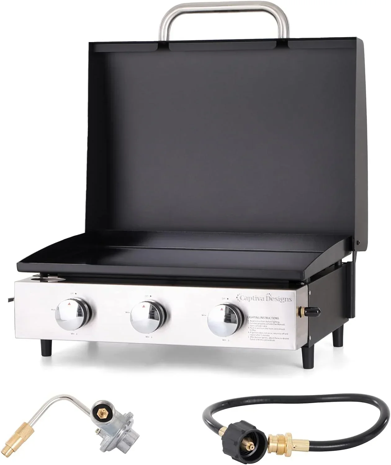 Burner Gas grill with side burner and enameled cast iron grille 42.000BTU outdoor cooking stainless steel propane grill Garden grill