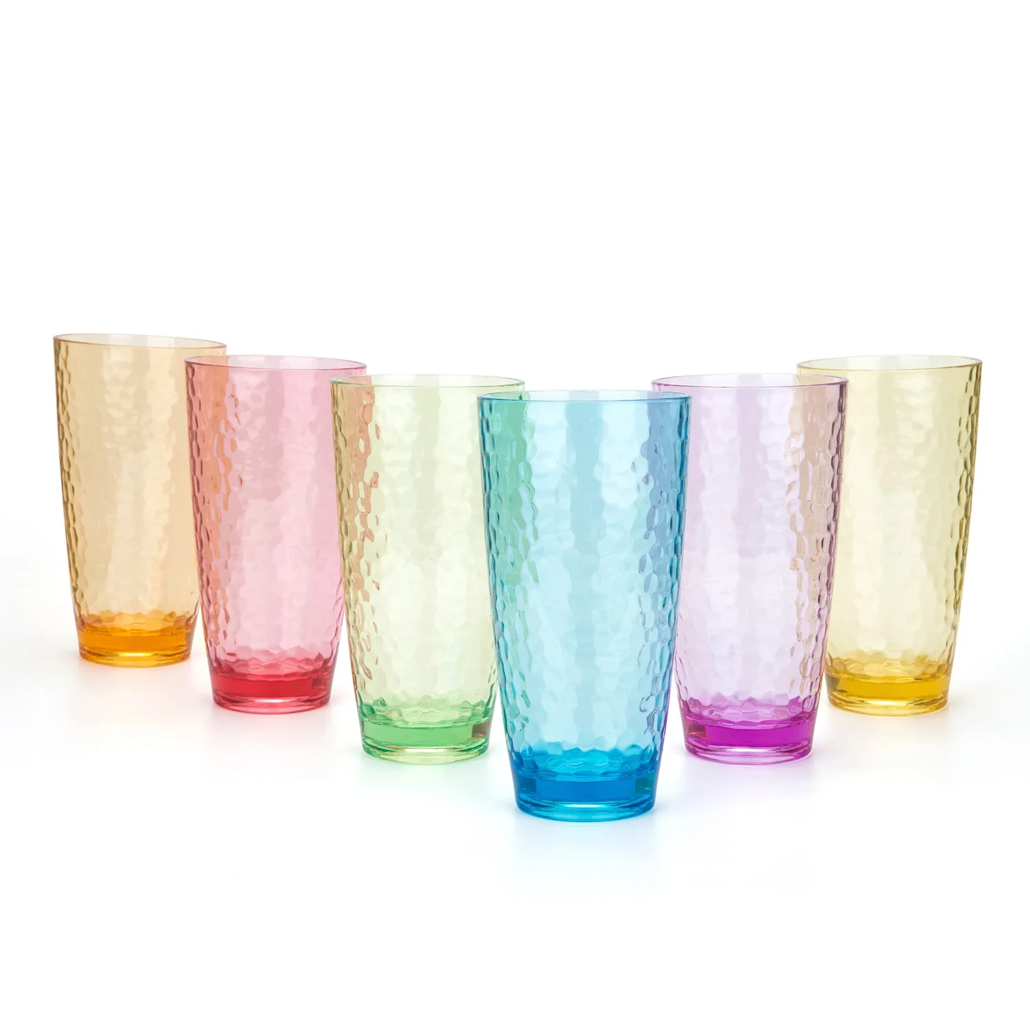 26-Ounce Large Acrylic Glasses Plastic Tumbler/Drinking Cups.Set of 6 Multi-Hammered Style.BPA Free