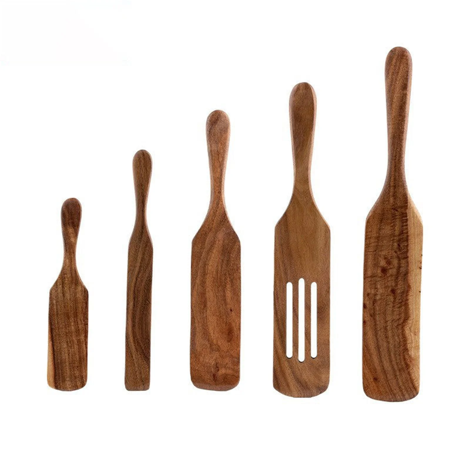Clearance!! Wooden Spurtle Teak Spurtles Kitchen Tools Wooden Spatula for Cooking Wood Utensils Non Stick Cookware for Serving Stirring Mixing Scraping Scooping Cooking Utensil