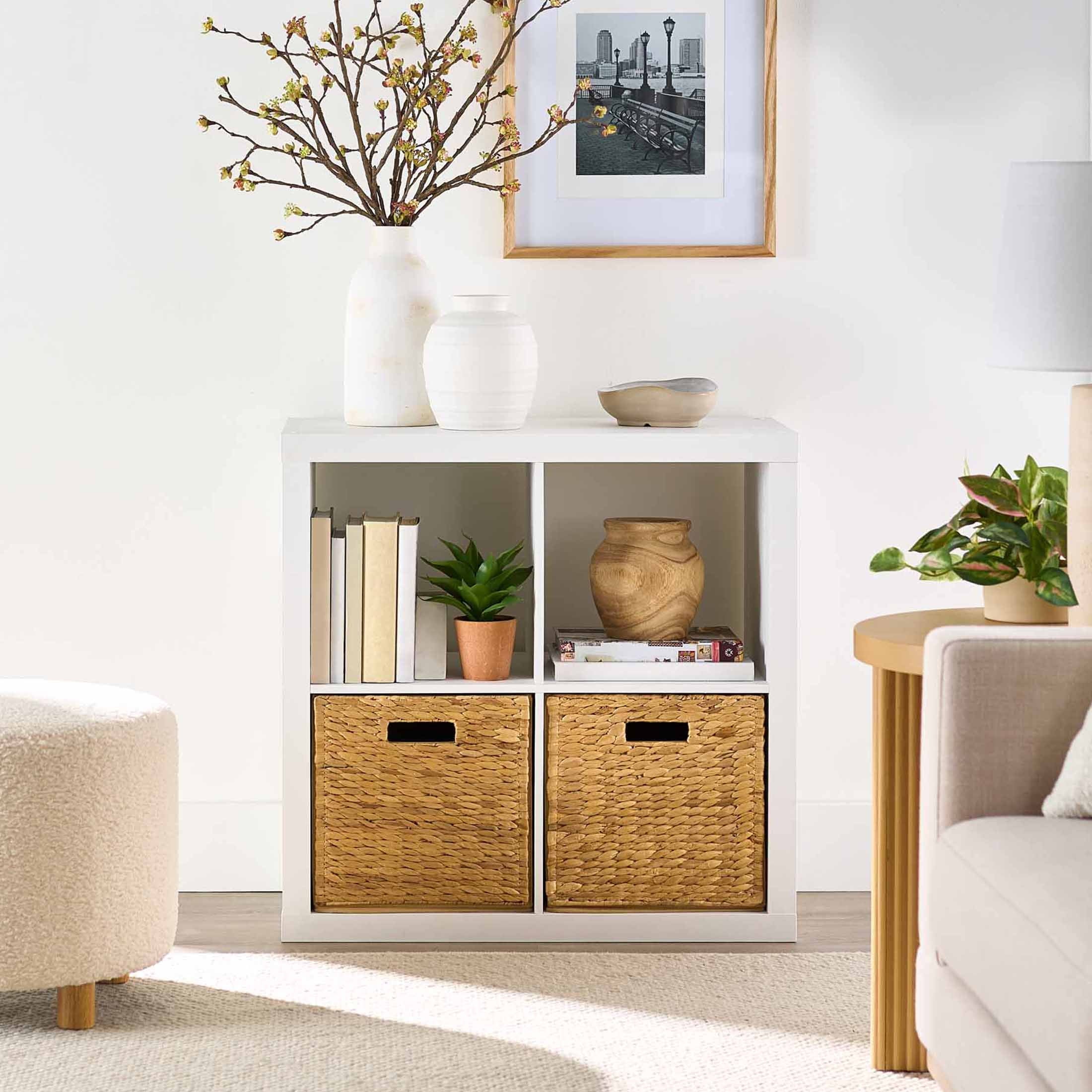 Better Homes & Gardens 4 Cube Storage Organizer. White Texture
