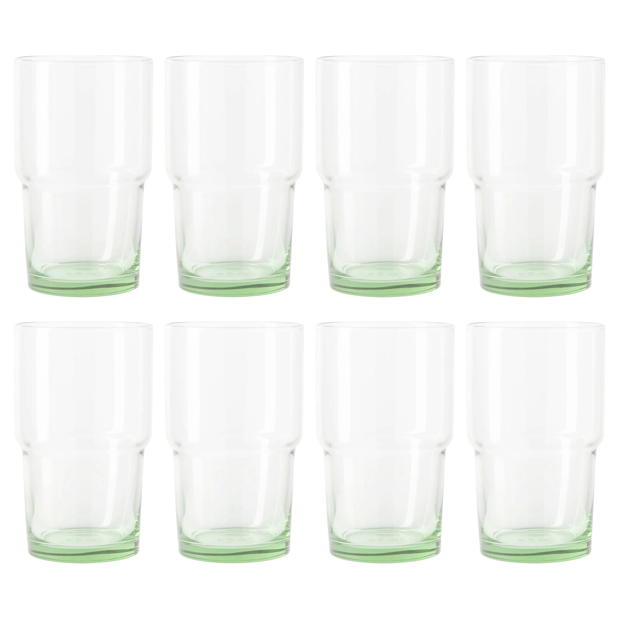 Better Homes & Gardens Clear Green Glass. Glassware. 8 Pack. 15 oz