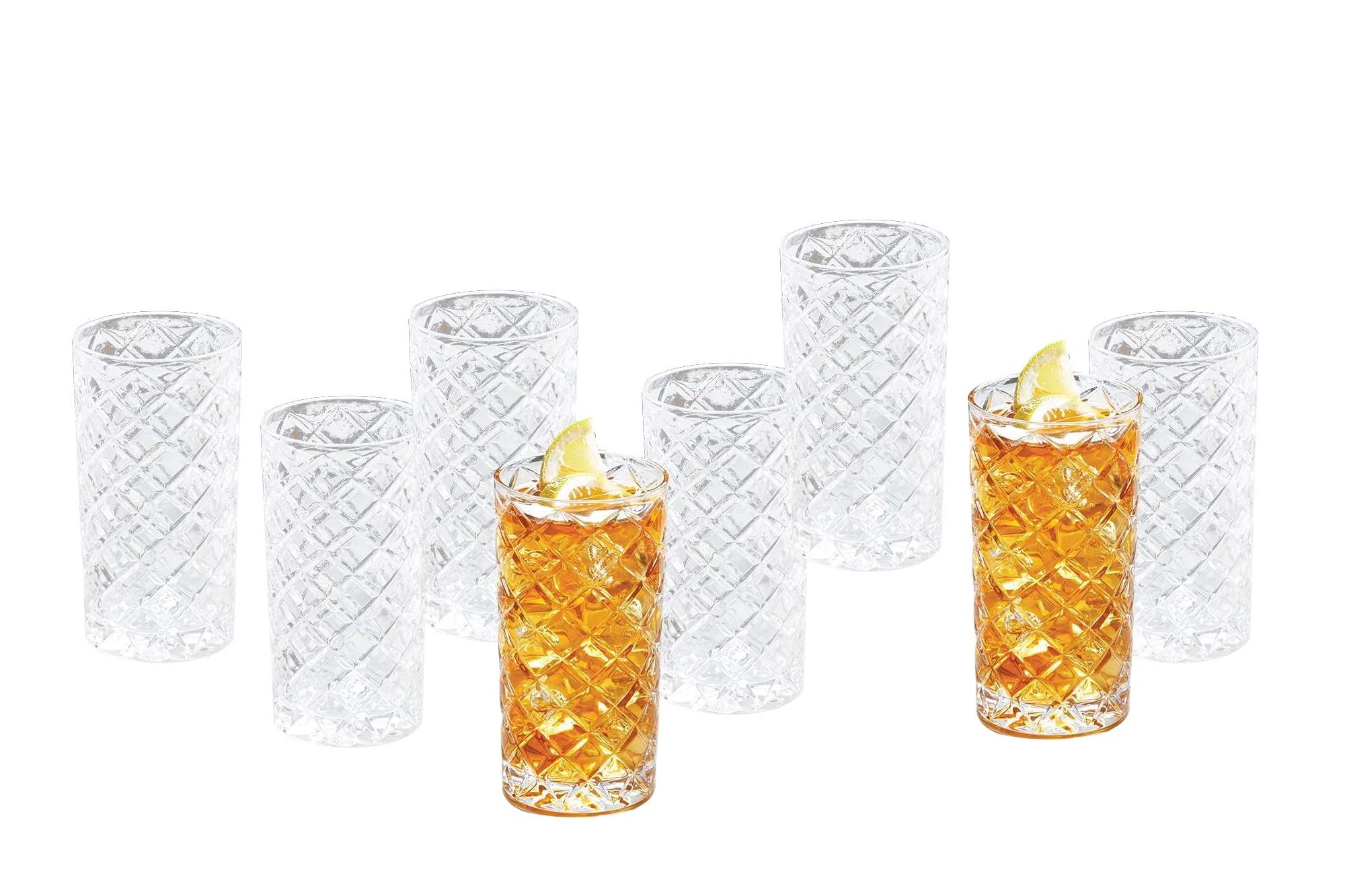 Better Homes & Gardens Diamond Cut Tumbler Clear Drinking Glass. 8 Pack