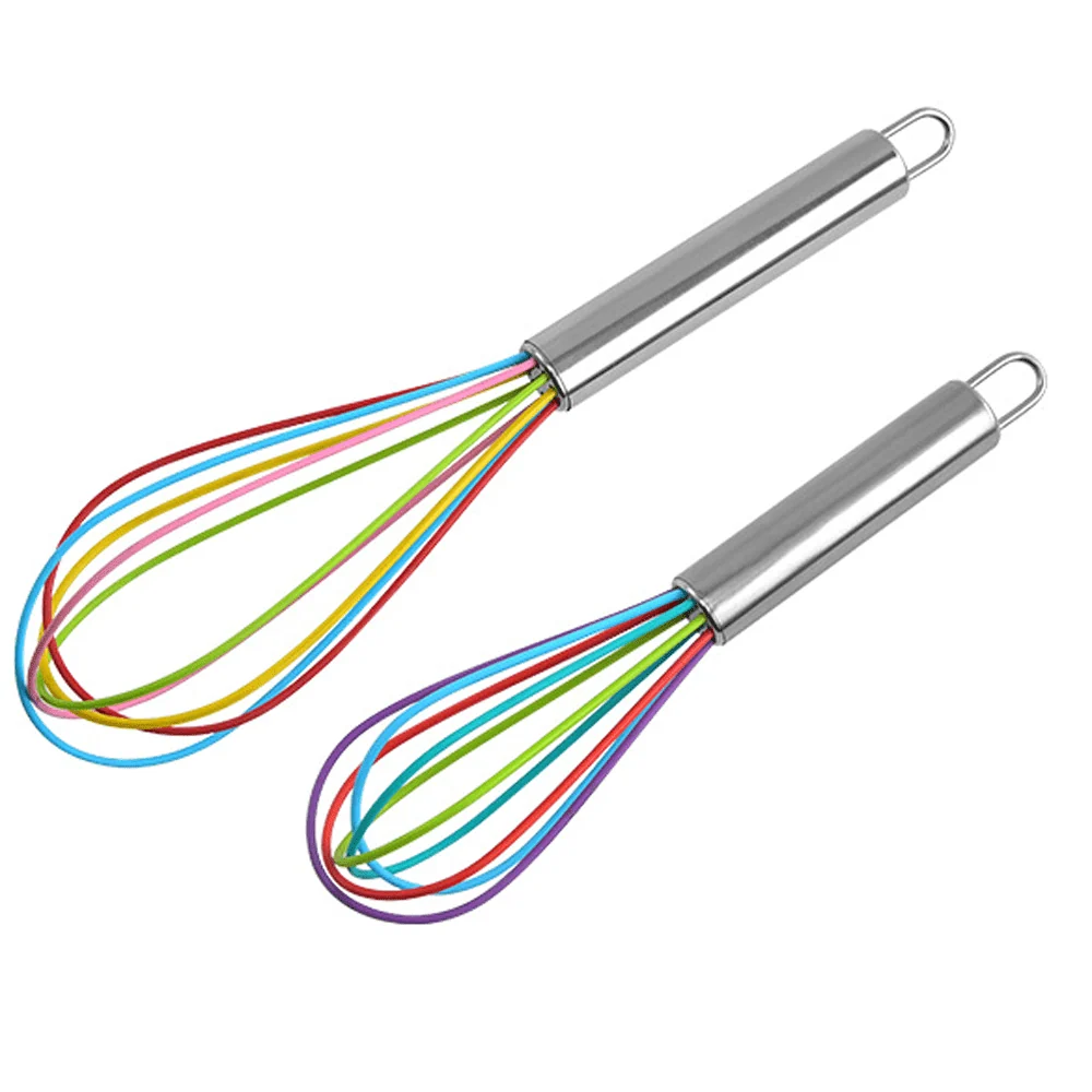 DISEN 2 Piece Silicone Whisk Set Multicolor Kitchen Tools. 10 Inches + 8 Inches