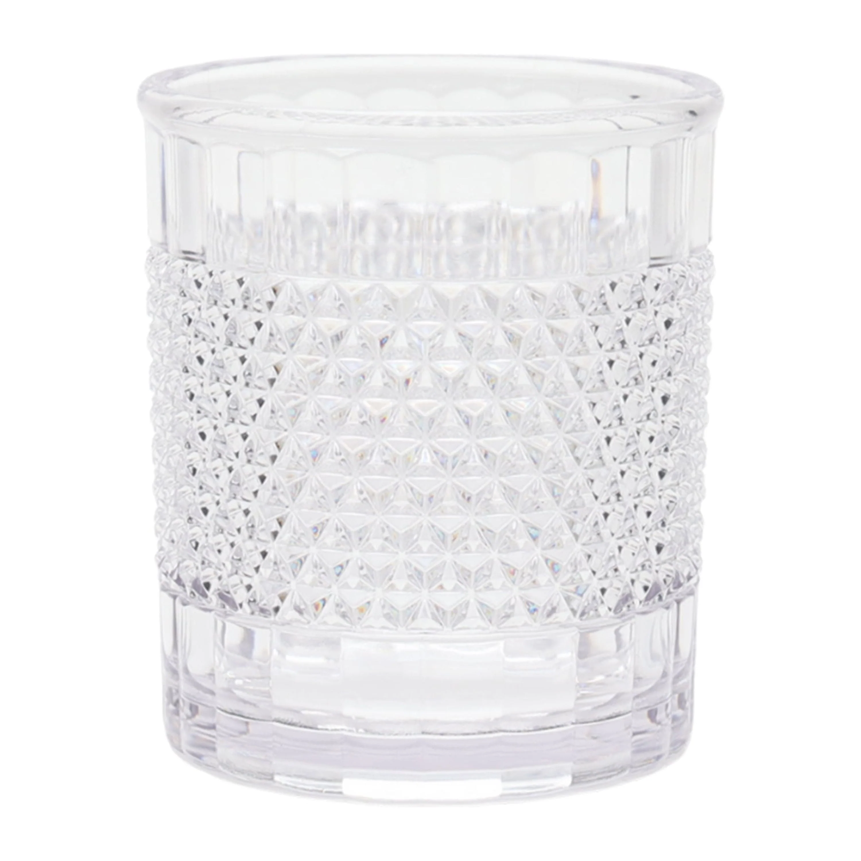 14-Ounce Short Acrylic Diamond Texture Tumbler. Clear