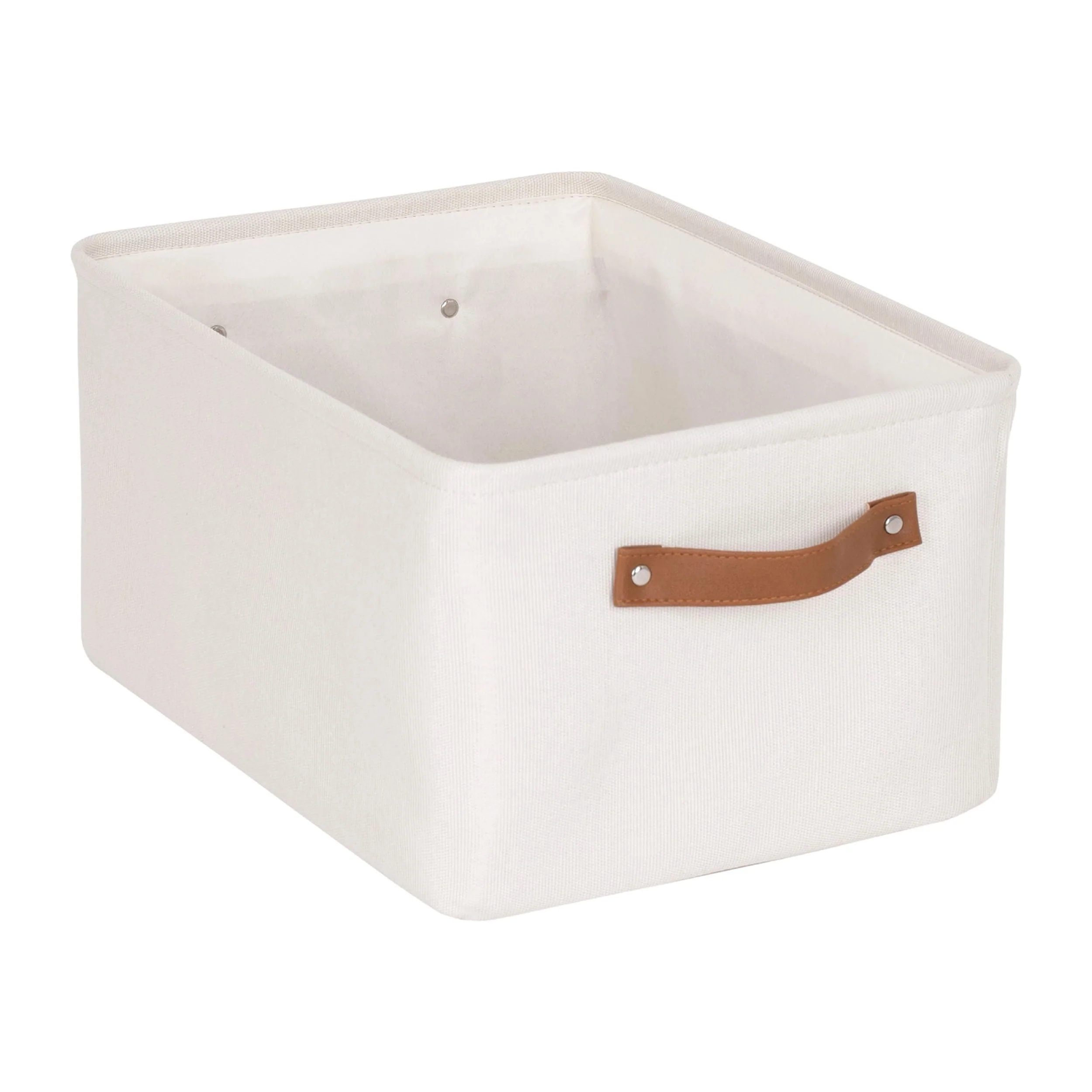 Natural Canvas Fabric Decorative Storage Basket with Handles. 15 in x 8 in x 11 in