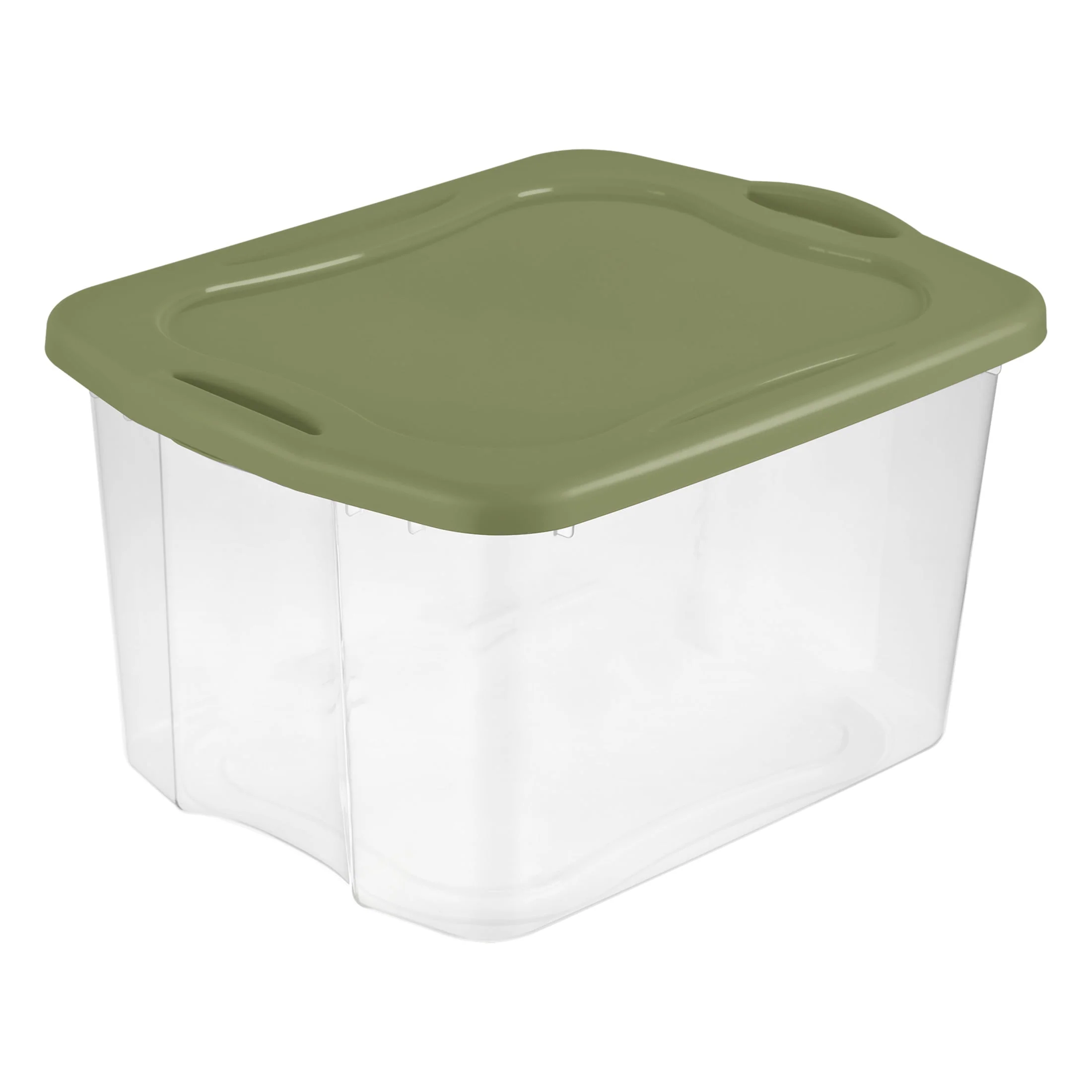 EZ Carry 70 Quart Large Storage Bin. Clear Plastic Storage Container with Full-Grip Handles. Green