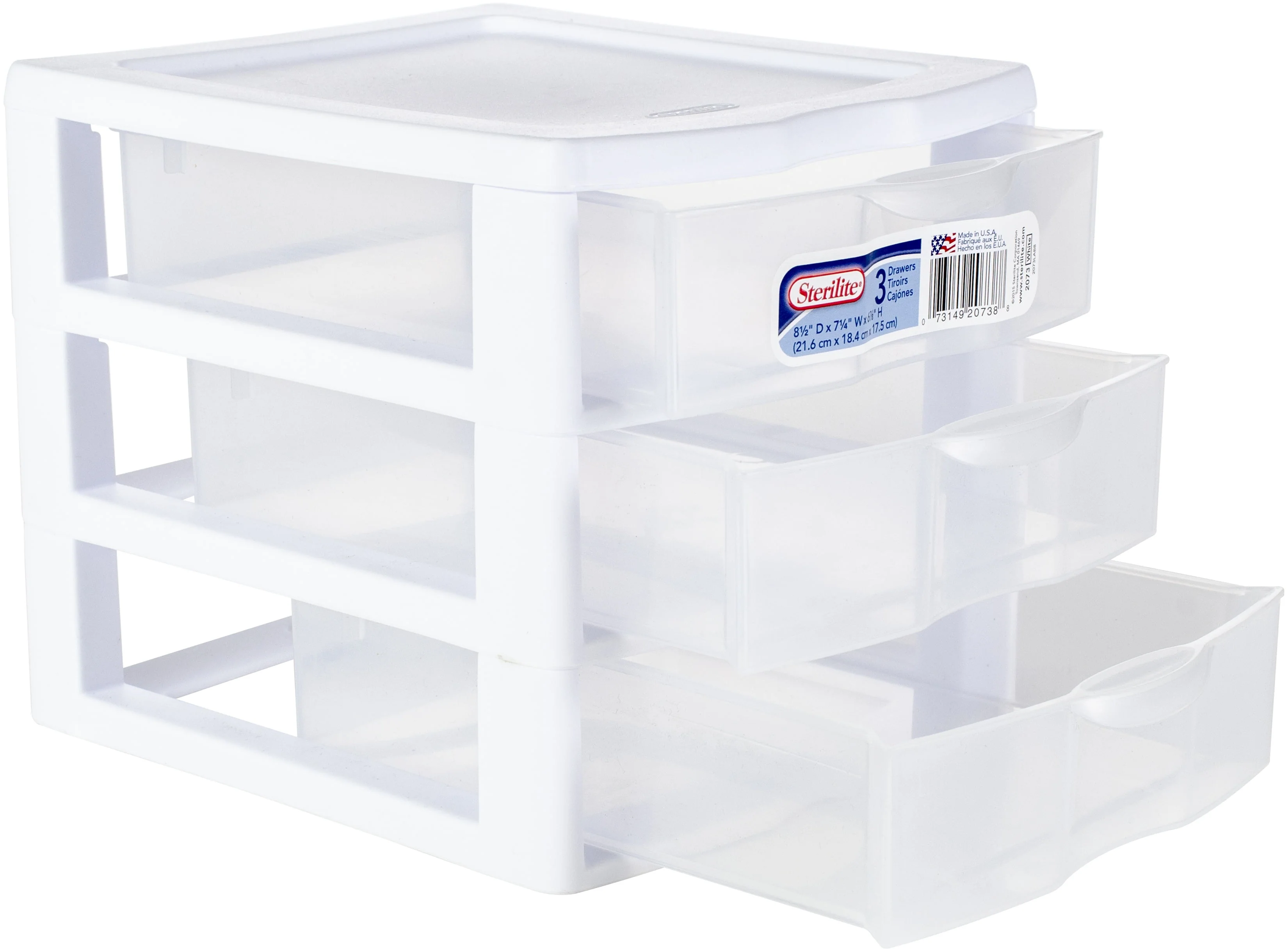 . 3 Drawer Clear Storage Bin. Desktop Drawer Storage Container. White