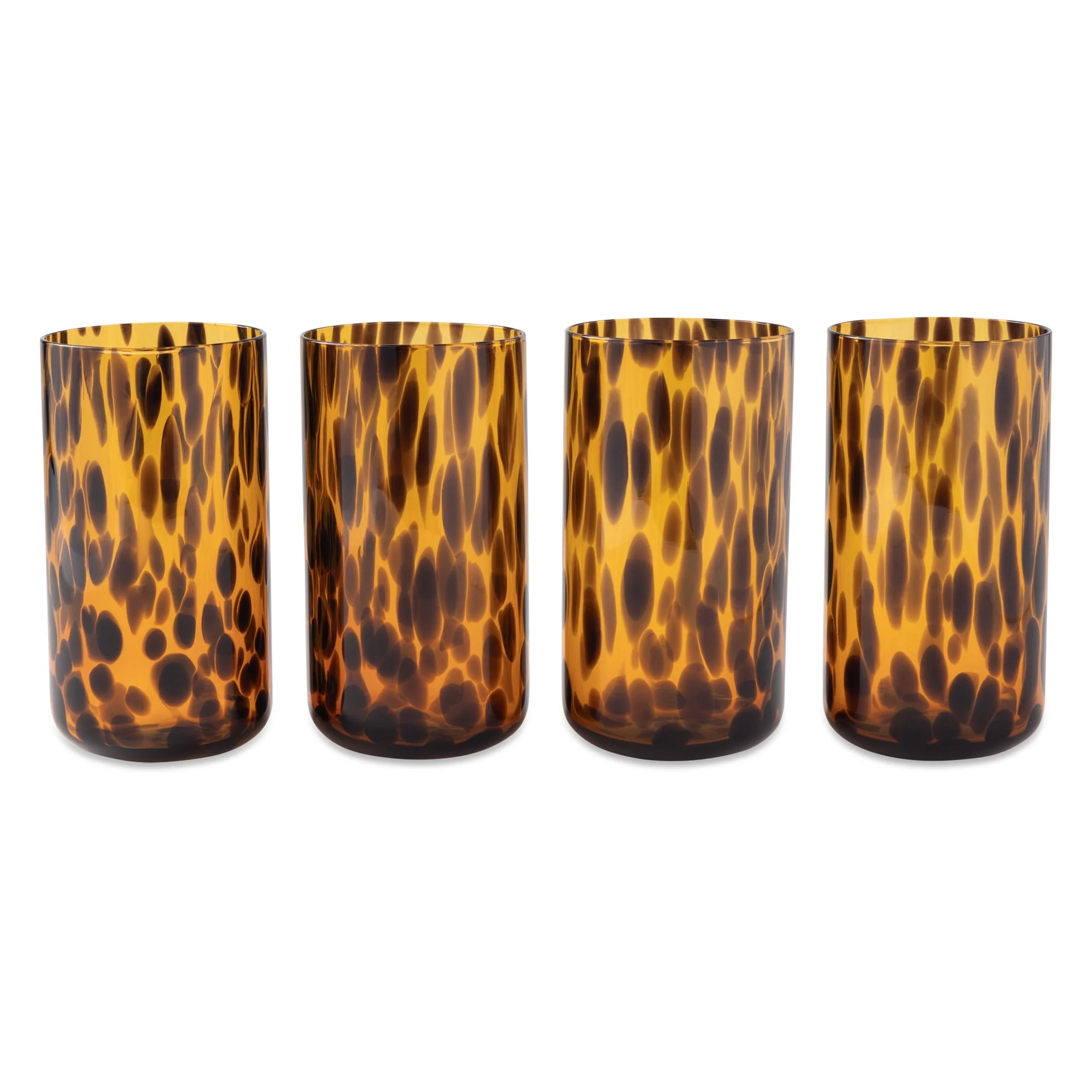 Thyme & Table 20 fl oz Brown Tortoise Drinking Glasses. Set of 4