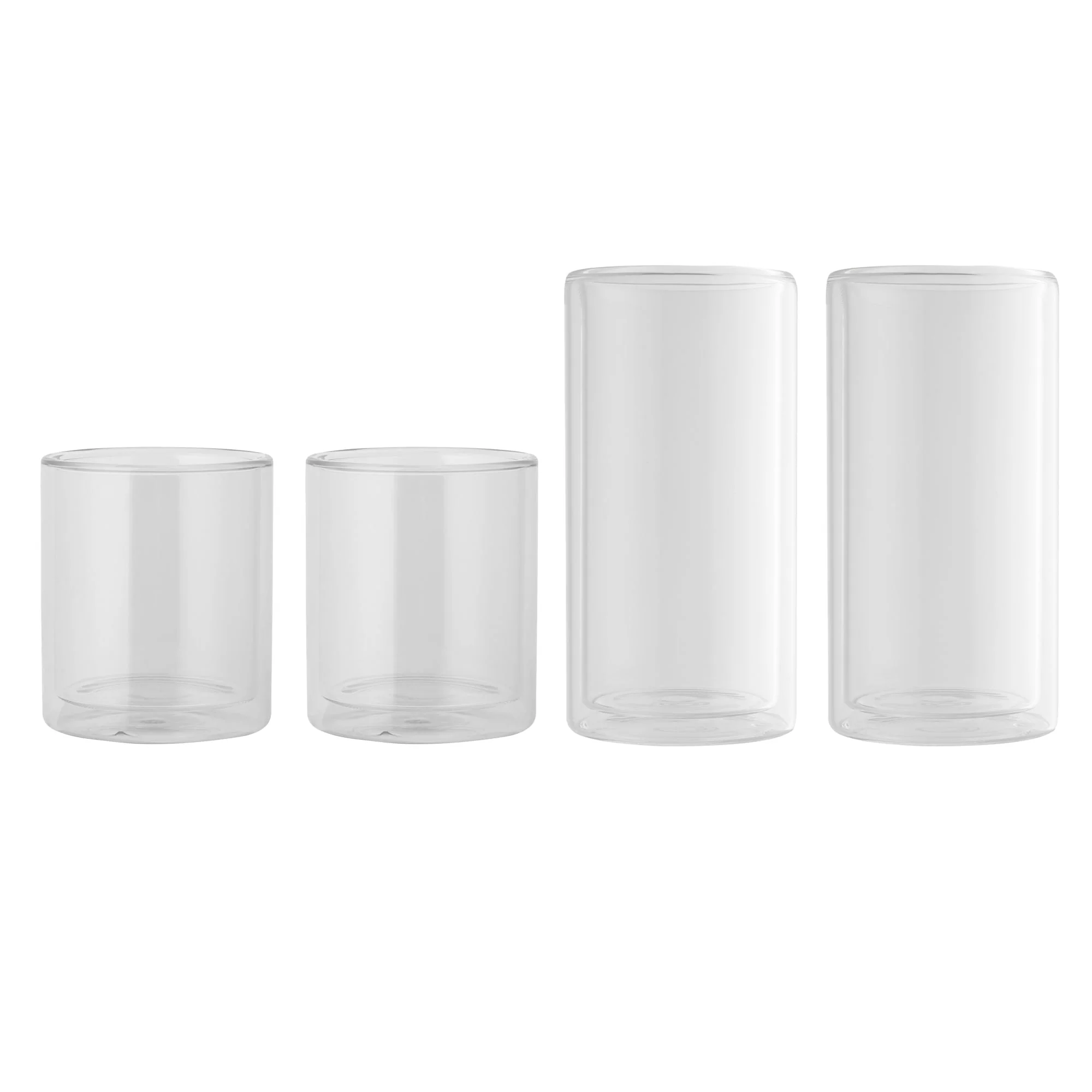 Thyme & Table 13 fl oz & 16 fl oz Clear Double Wall Drinking Glasses. Set of 4