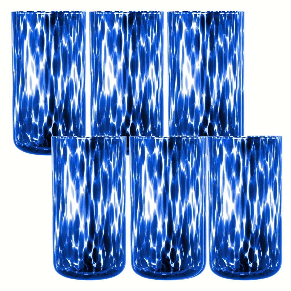 Thyme & Table 20 fl oz Blue Tortoise Drinking Glasses. Set of 6