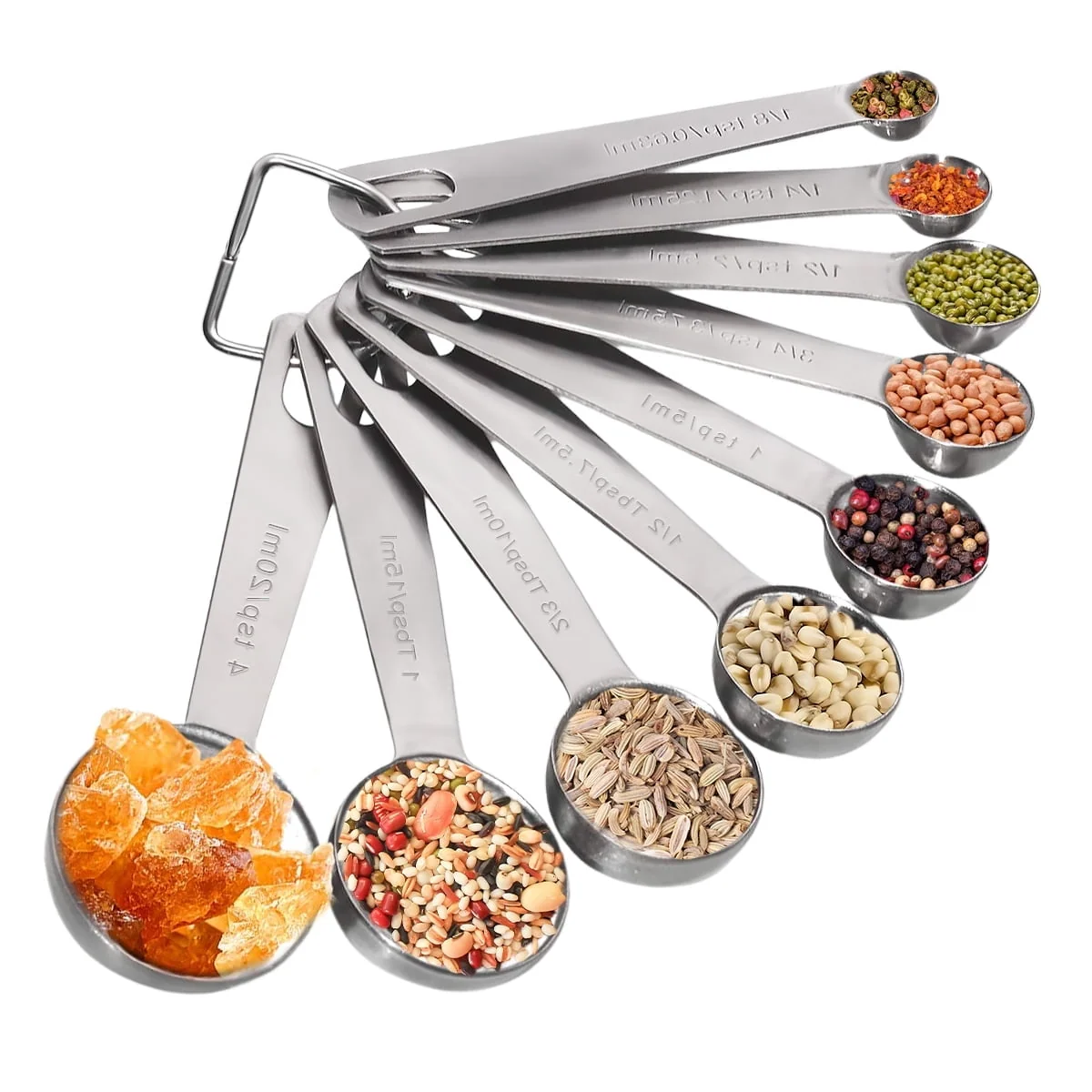 Stainless Steel Measuring Spoons Set of 9 Piece - Accurate Measurement for Cooking and Baking - and Rust-Resistant Kitchen Tools