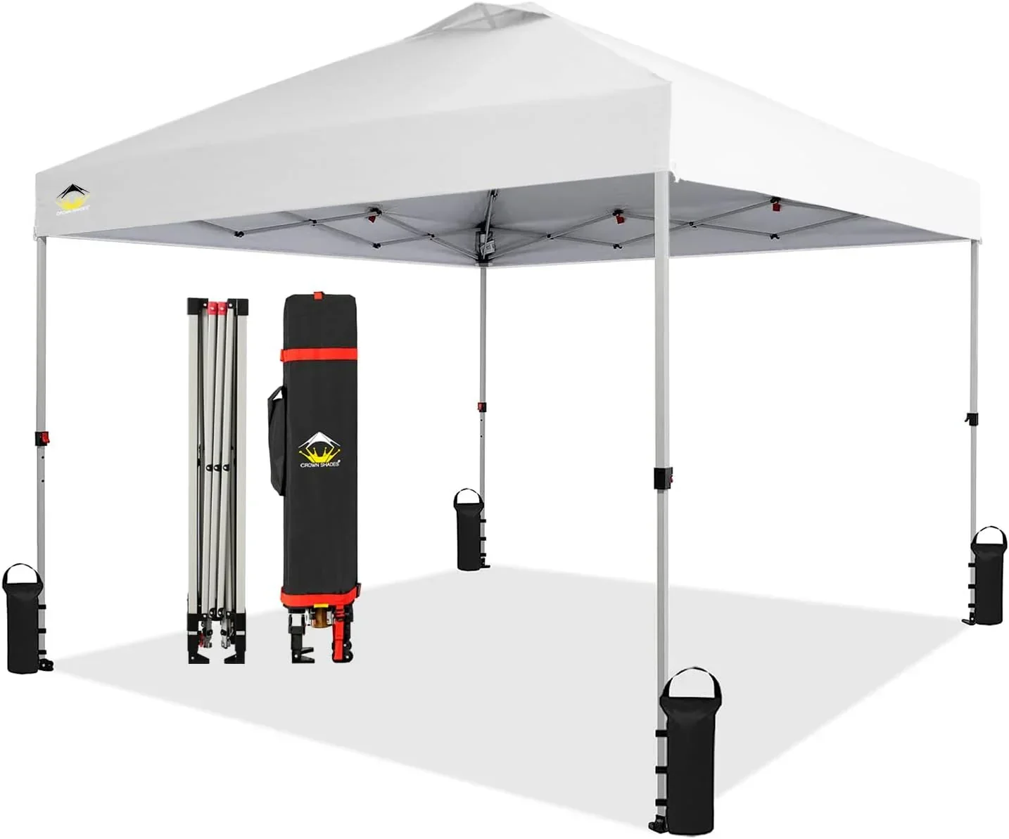 Crown Shades 10*10 Pop up Canopy Outside Canopy. Patented One Push Tent Canopy with Wheeled Carry Bag