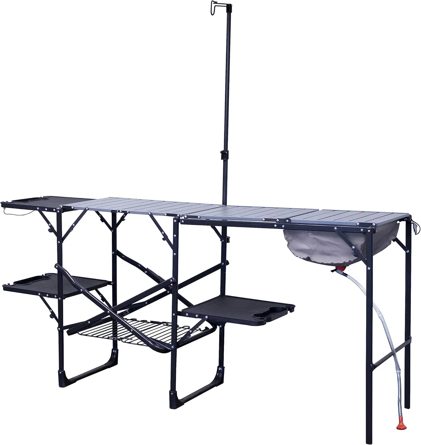 Master Cook Station | Portable Folding Kitchen Table with Soft Shell Sink. Heat Resistant Tabletop & Telescoping Lanter Pole. Perfect for Camping Trips
