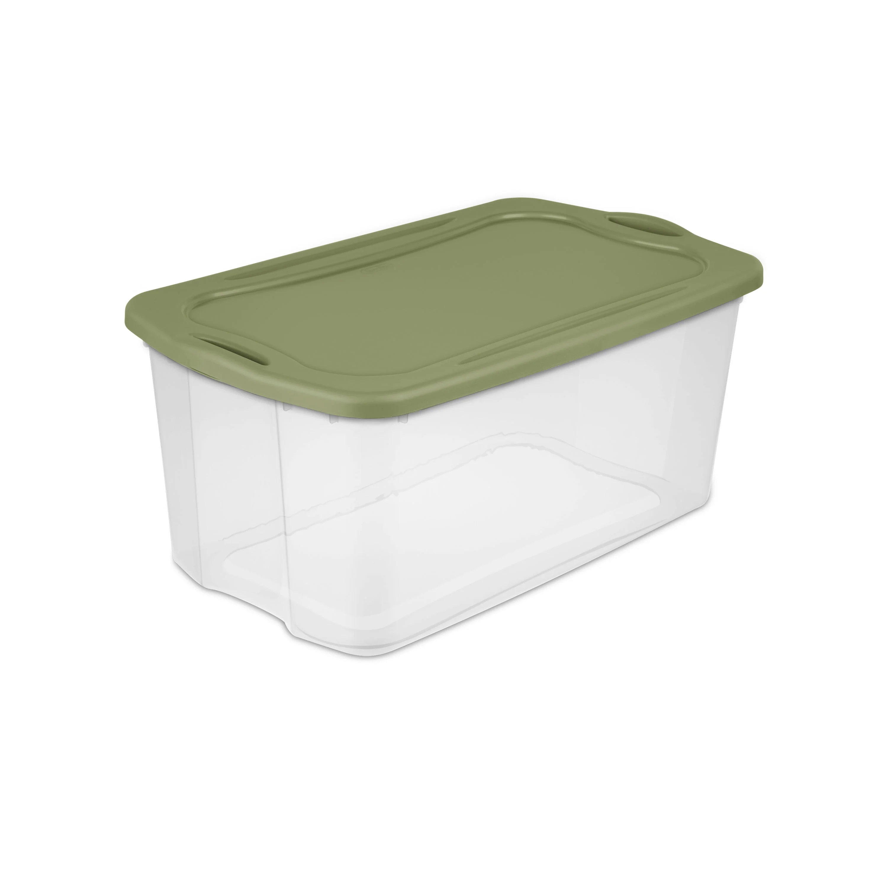 EZ Carry 120 Quart Extra-Large Storage Bin. Clear Plastic Storage Container with Full-Grip Handles. Green