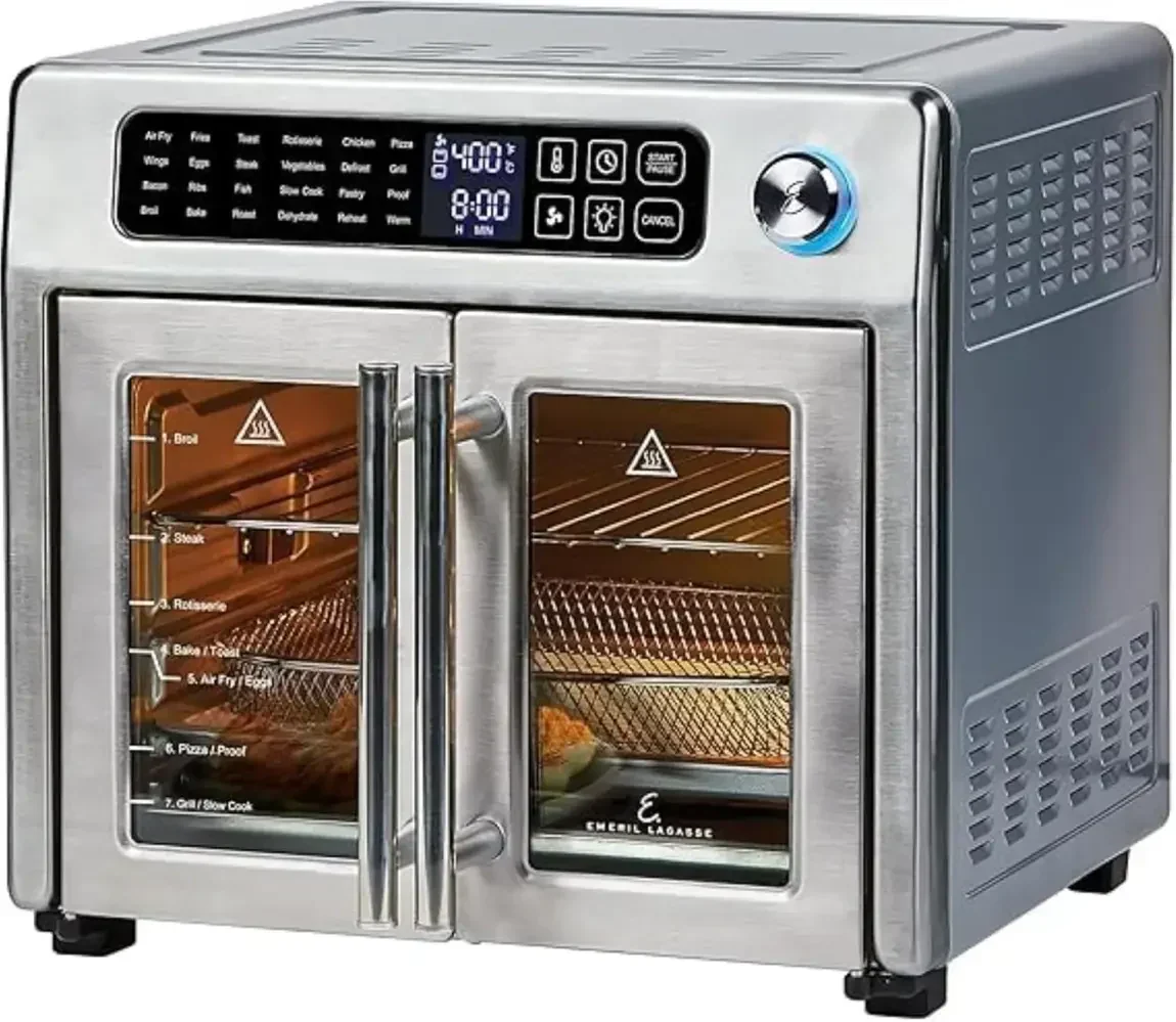 Emeril Lagasse 26 QT Extra Large Air Fryer. Convection Toaster Oven with French Doors. Stainless Steel