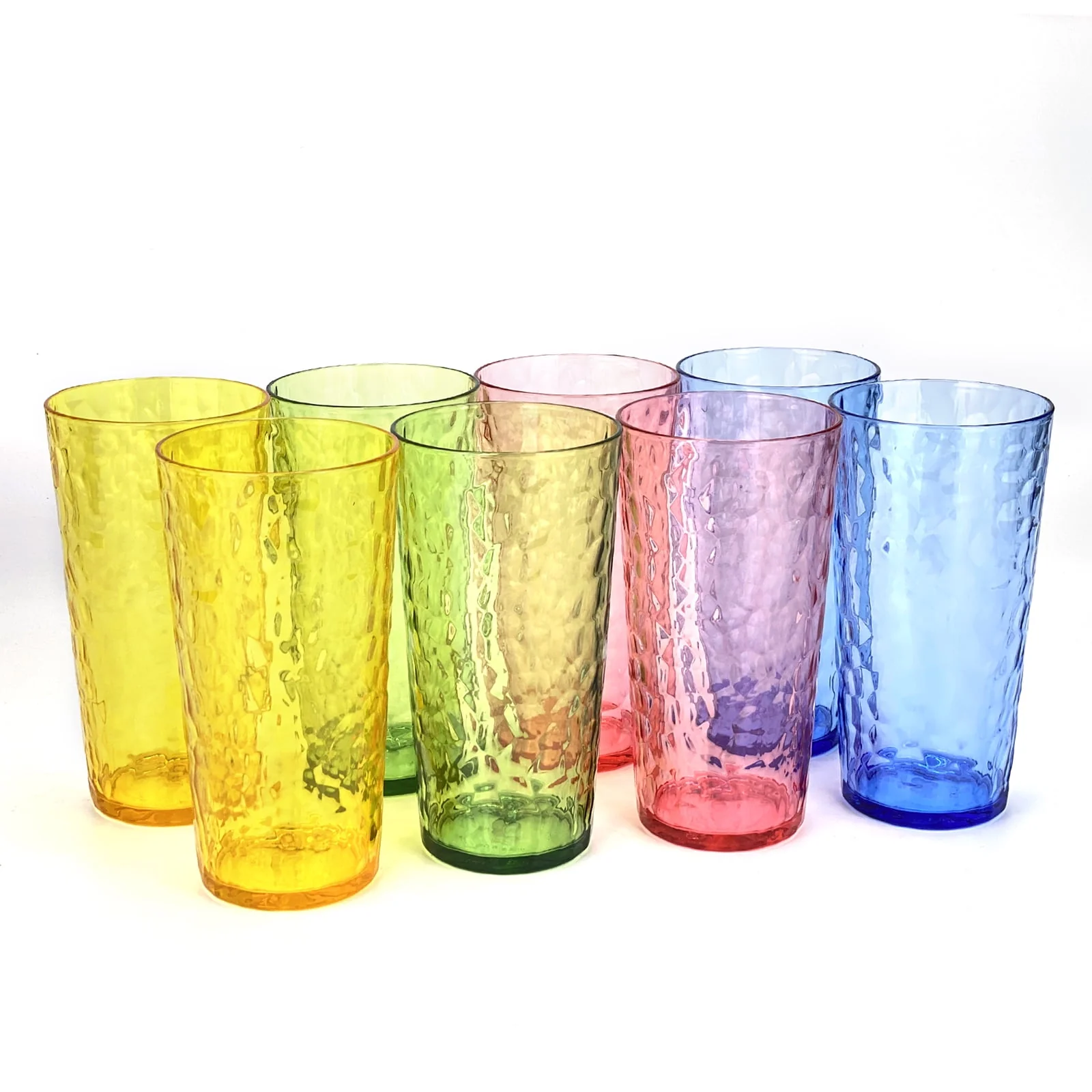 24-Ounce Plastic Tumbler Acrylic Drinking Glasses. Plastic Cups. . . Shatter Proof. . Set of 8 ( Multicolor )