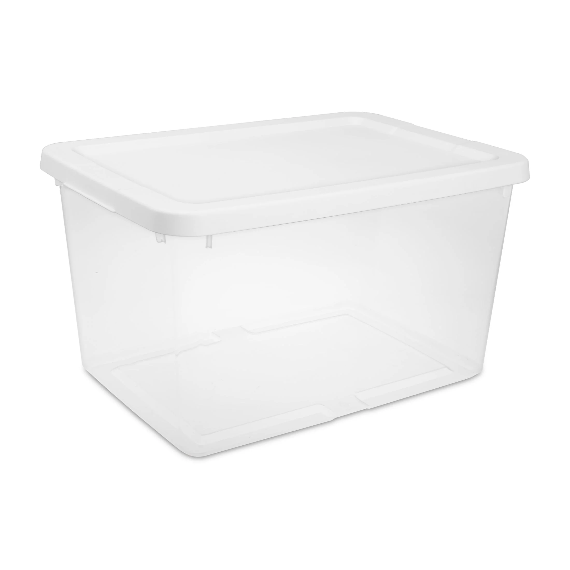 20 Quart Small Storage Bin. Clear Plastic Storage Container with Snap-On Lid. White