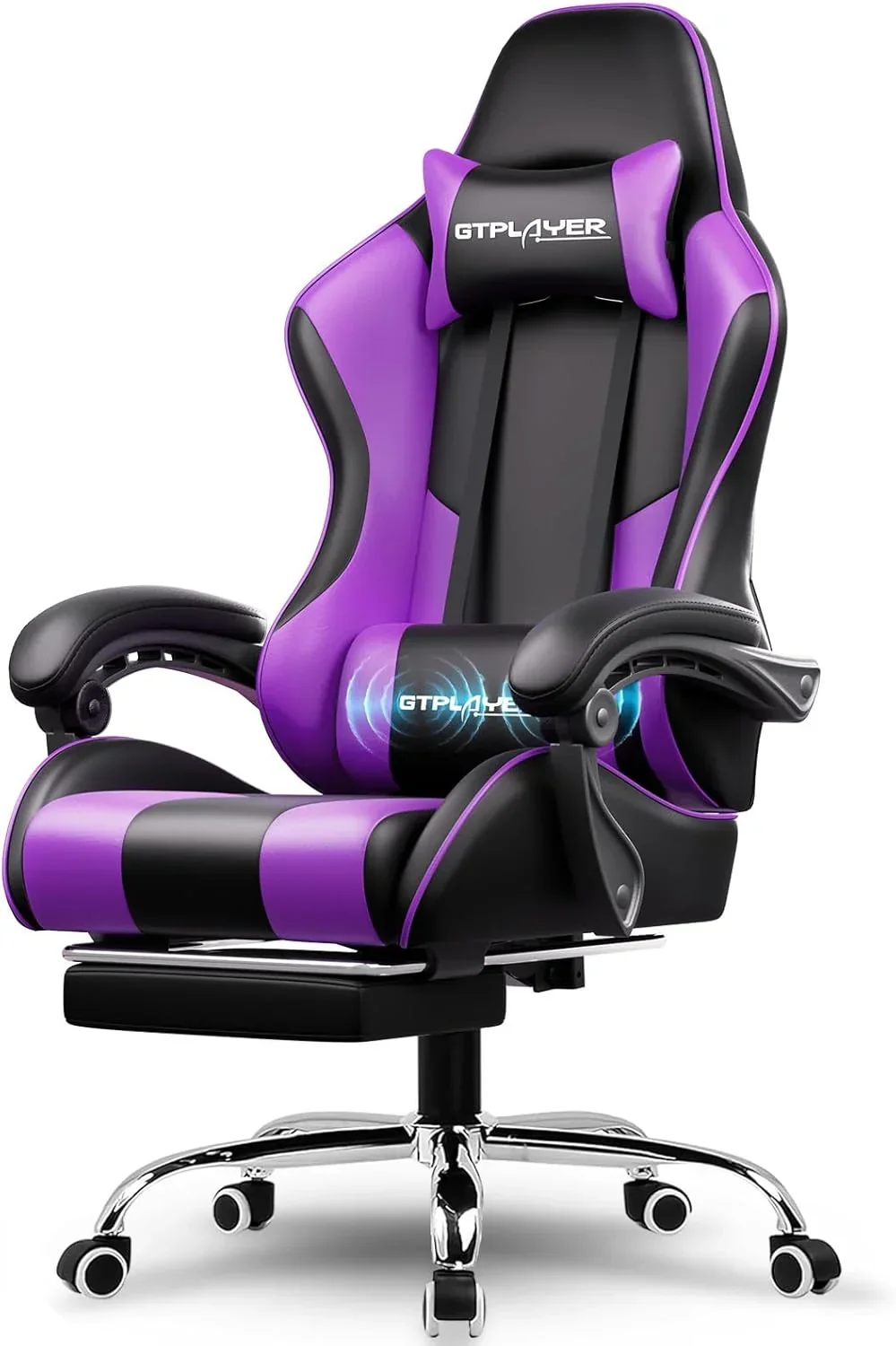 Gaming Chair with Footrest and Lumbar Support ?C Ergonomic Computer Chair with Headrest. 360?? Swivel. Height Adjustable. White