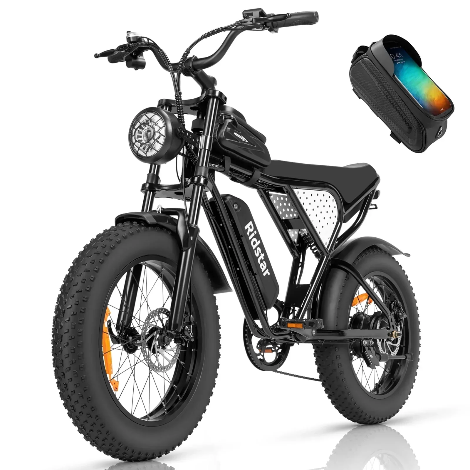 Electric Bike for Adults Ridstar. 1200W 30mph Moutain Bike.48V 15.6AH Battery E-Bike.20 Fat Tire Electric Motorcycle.Electric Bicycle 7 Speed Full Suspension