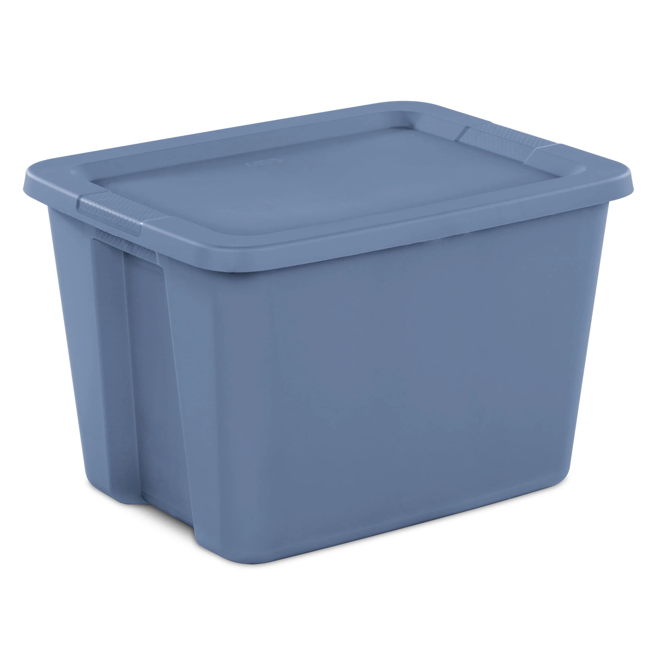 Large Storage Bin. 18 Gallon Plastic Storage Container with Snap-On Lid. Blue