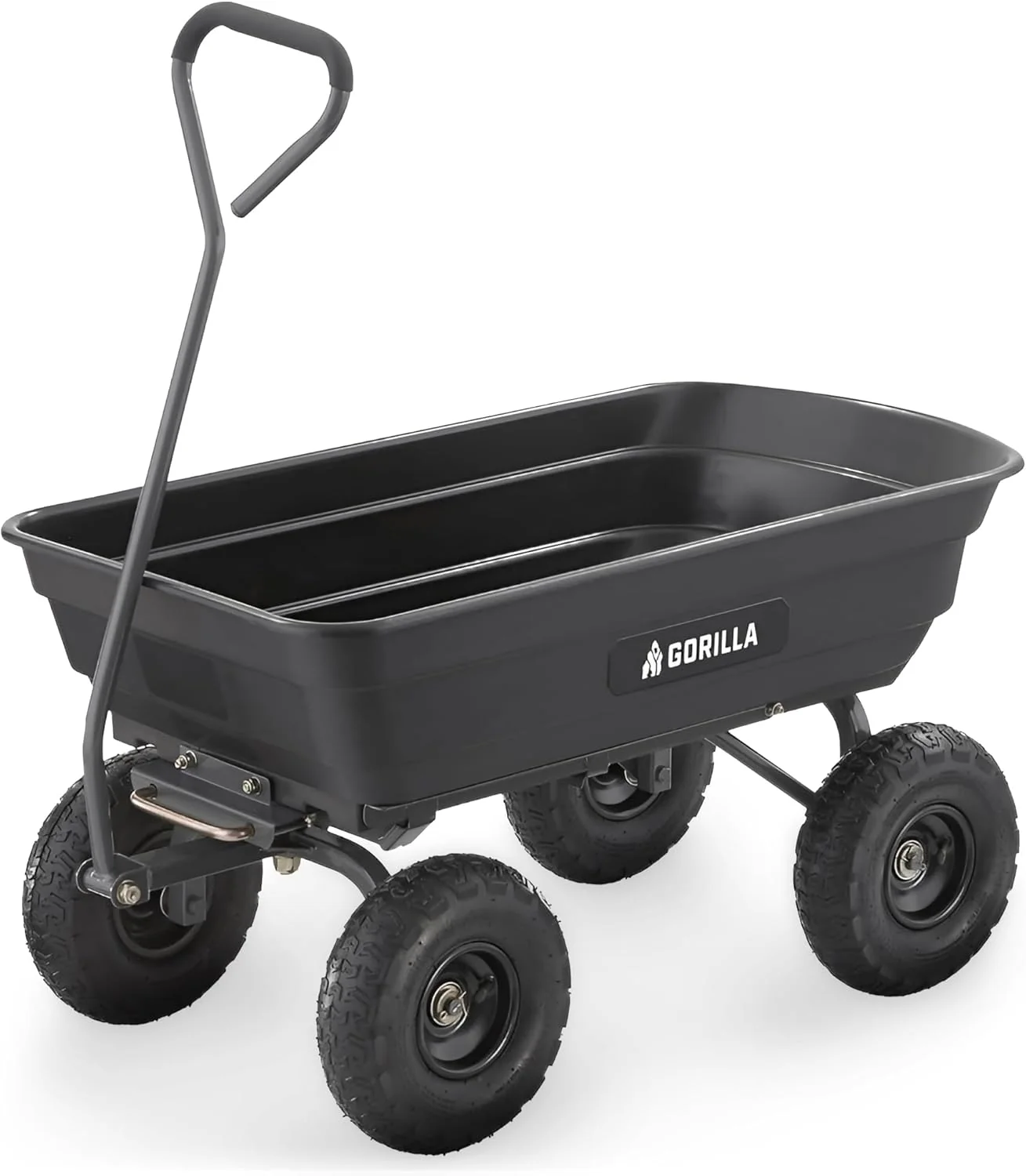 Heavy-duty multi-purpose garbage transfer cart garden cart. equipped with pneumatic tires. capacity 4 cubic feet - 600 pounds load capacity. outdoor wheeled cart. suitable for garden. gardening and landscaping work.