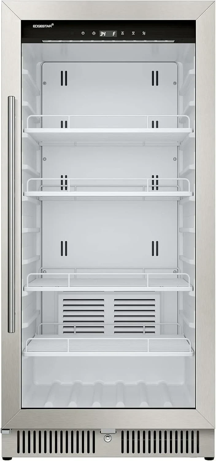 EdgeStar VBM101 22 Wide 10.1 Cu. Ft. Commercial Beverage Merchandiser ?C Stainless Steel. Temp Alarm. Reversible Door